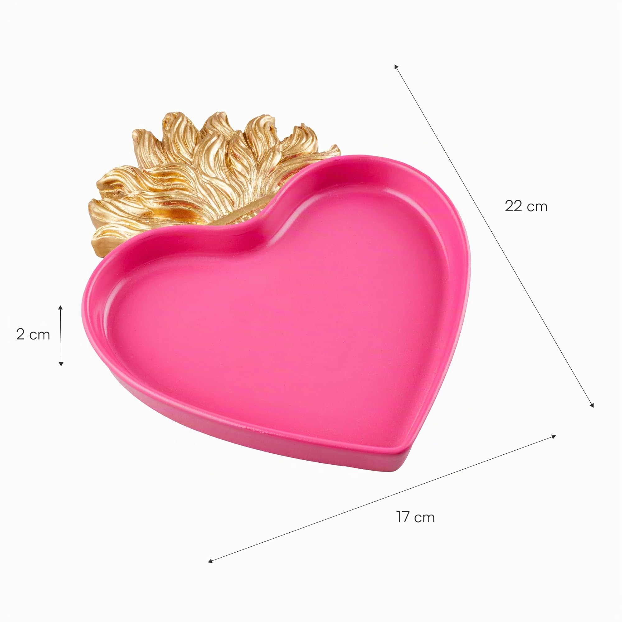 Baroni Home Sacro Cuore Svuotatasche Resina Rosso 17x22x2 cm