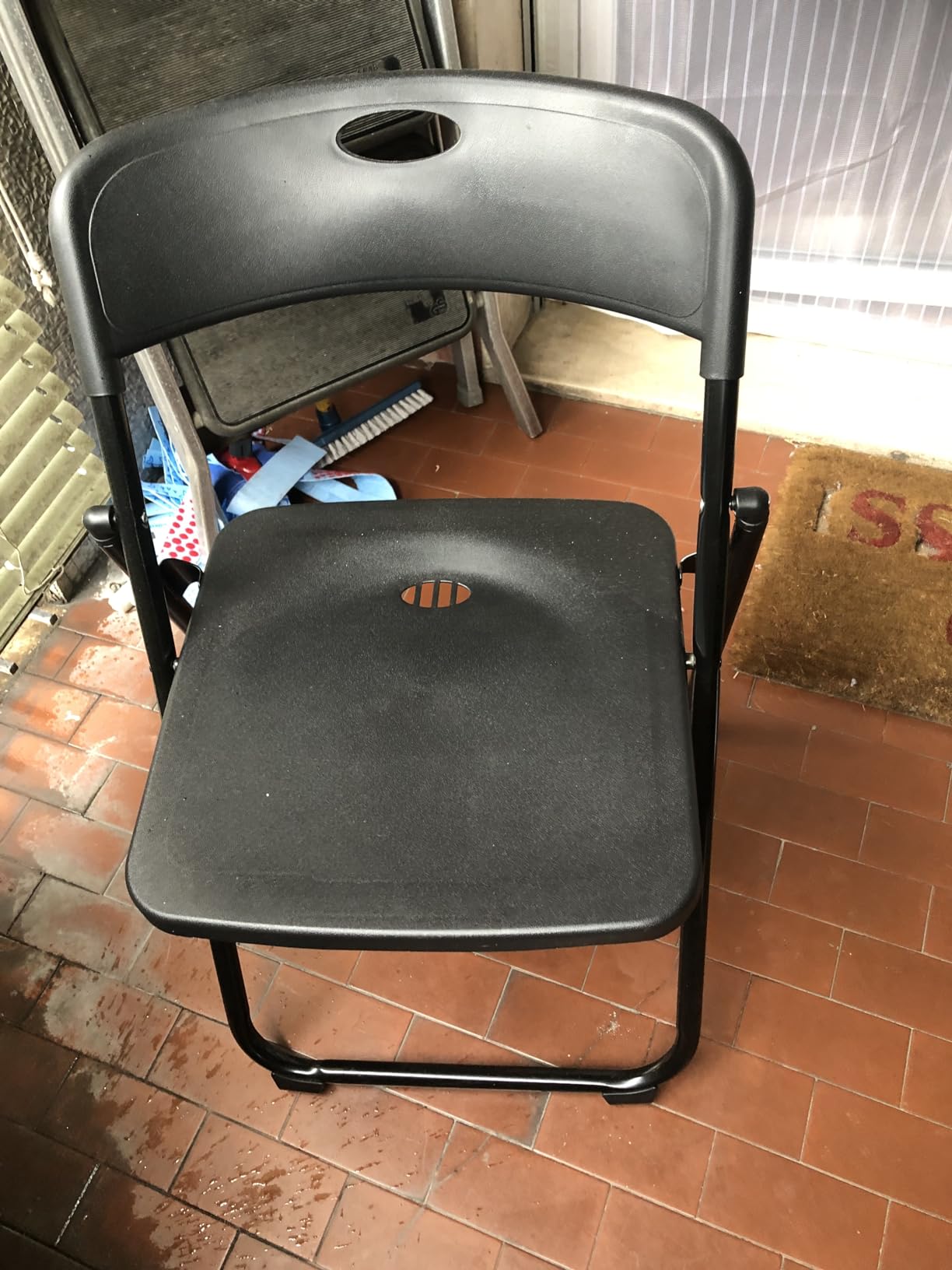 Baroni Home Sedia Pieghevole Acciaio Nera 74x43x49 cm