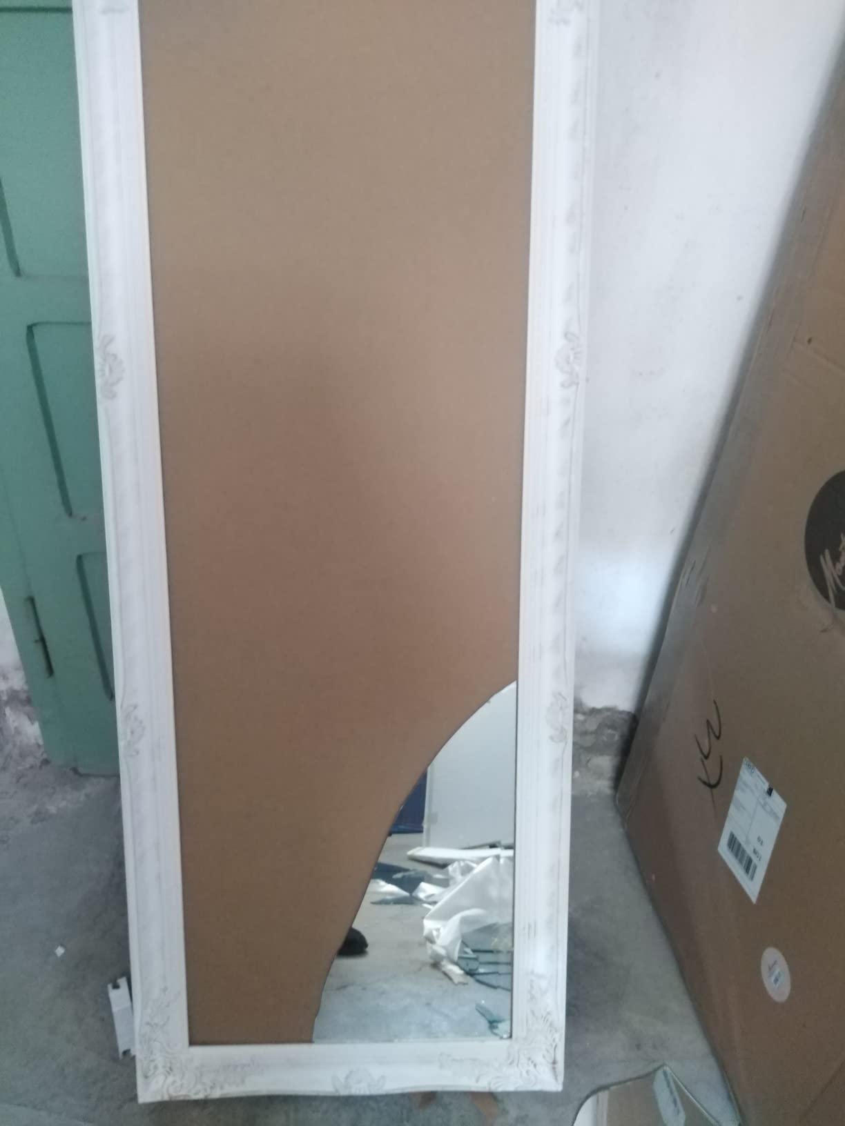 Baroni specchio da parete rettangolare 55x142 cm bianco anticato
