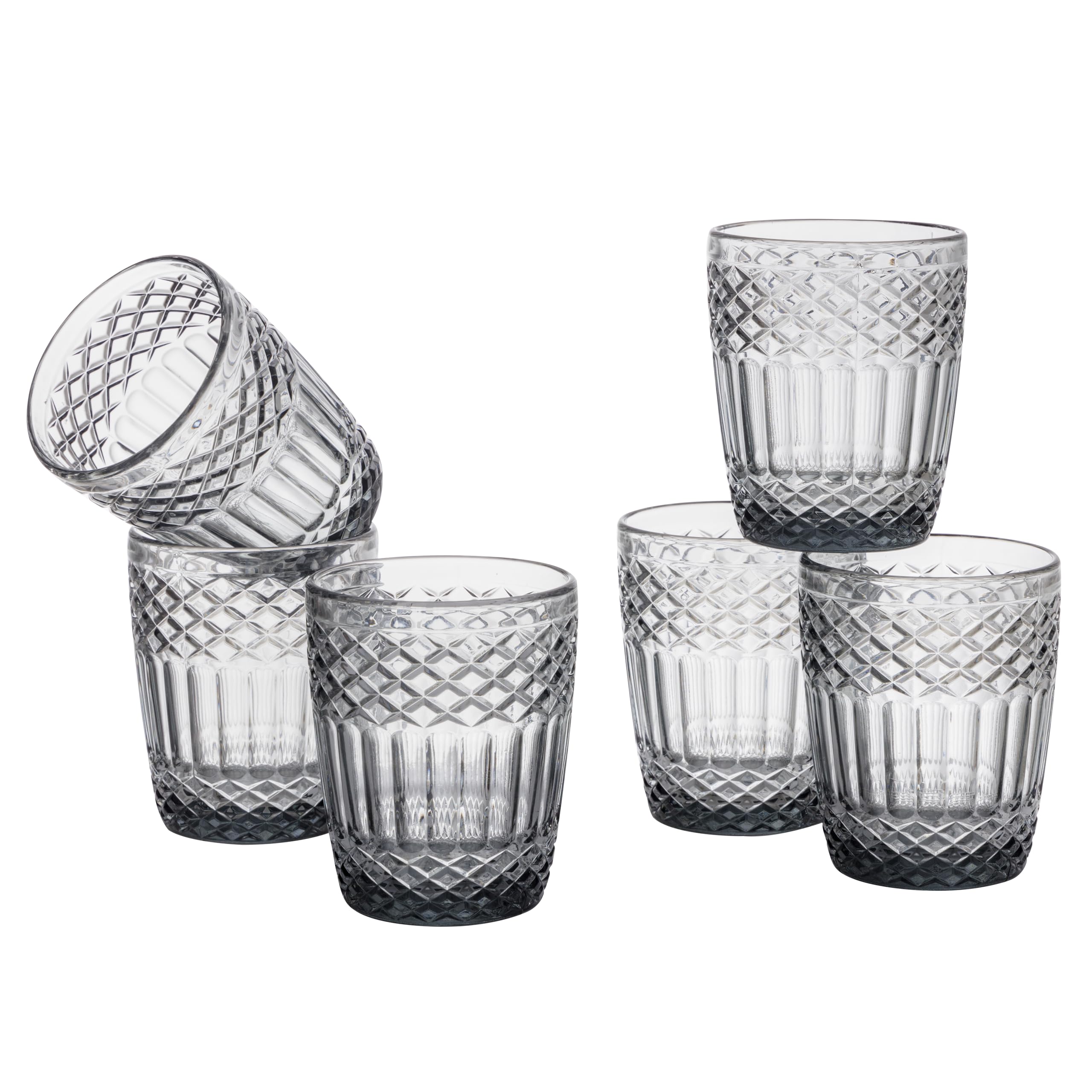 Baroni Home Set Bicchieri Vetro Fumé 30 CL 6 Pezzi Rilievo