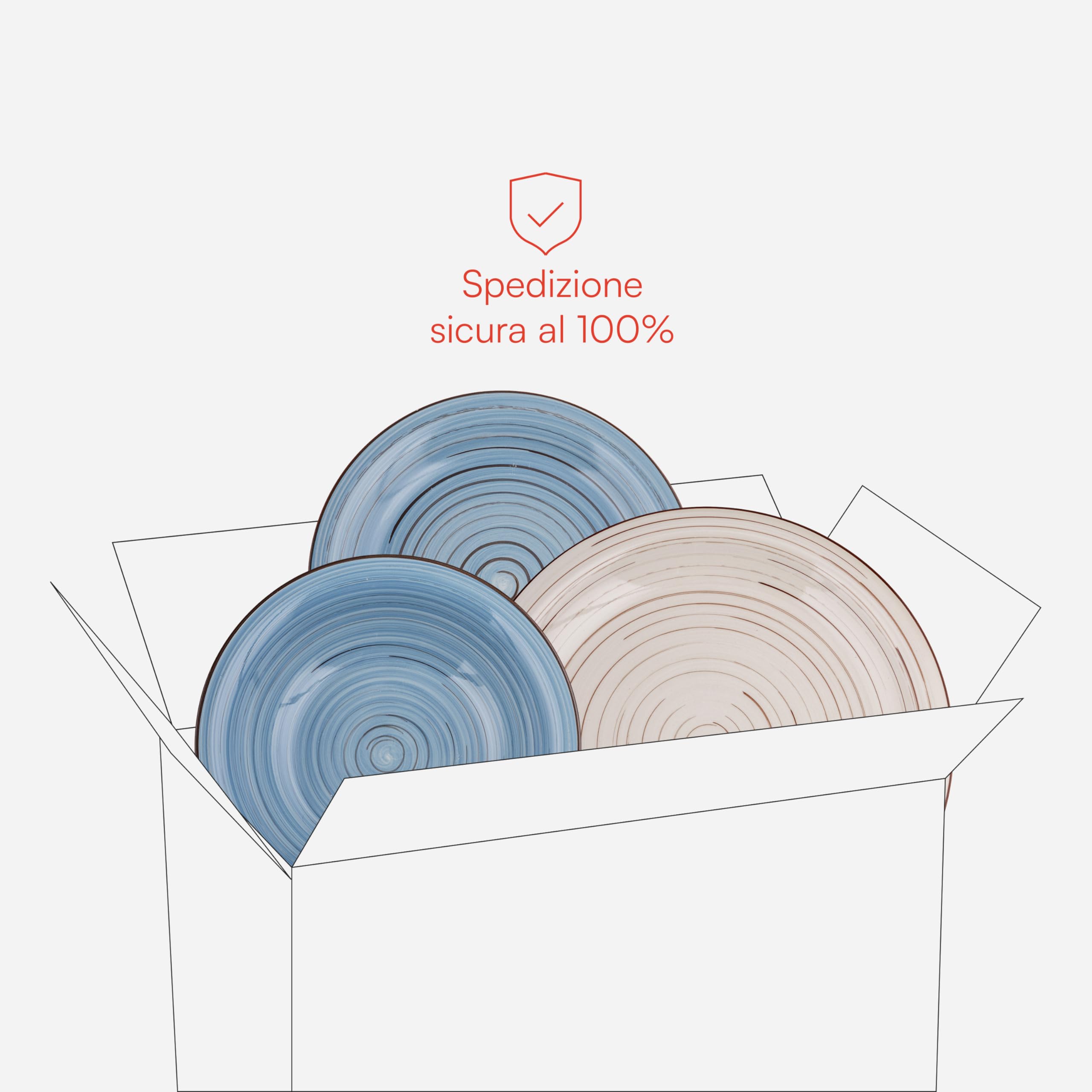 Baroni Home Servizio Piatti 18 Pezzi Ceramica Blue&Grey 6 Persone