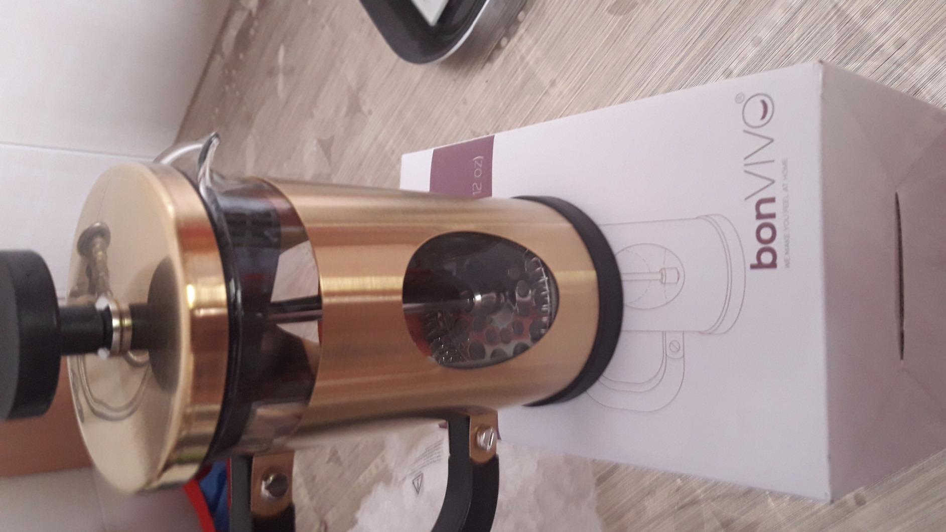 bonVIVO French Press Caffettiera Stantuffo Rame 8 Tazze Vetro