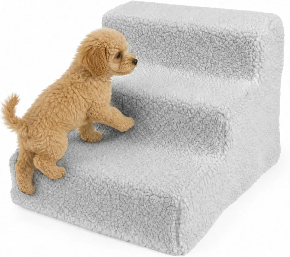 Baroni Home Scaletta Cani 3 Gradini Grigio 35x45x30 cm