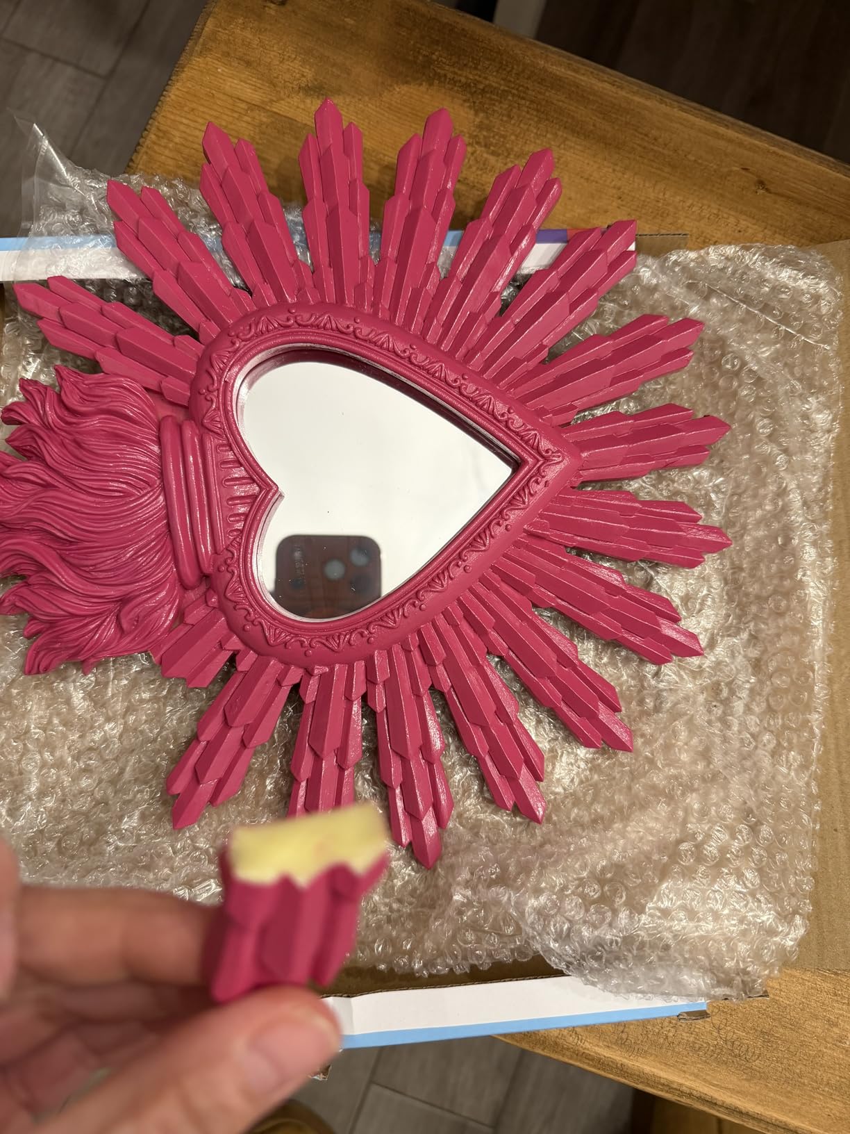 Baroni Home Ex Voto Cuore Specchio Parete Rosa resina