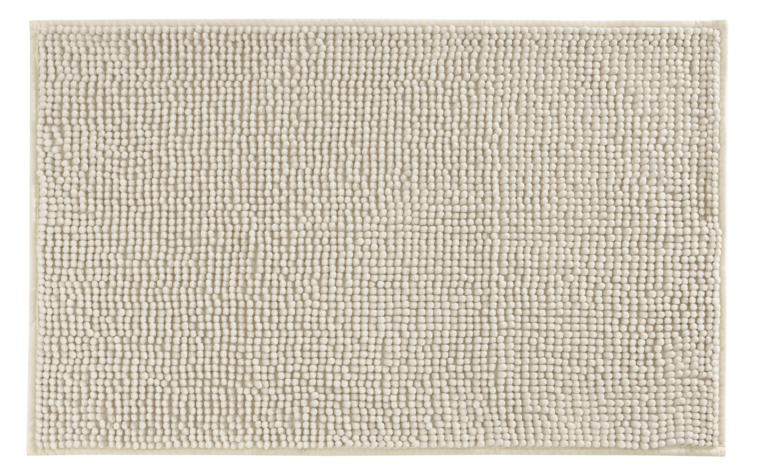 Baroni Home Tappeto Bagno Ciniglia Panna 50x80 cm Antiscivolo