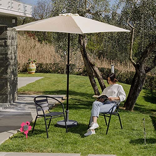 Baroni Home ombrellone da giardino bianco Ø 270 cm palo centrale