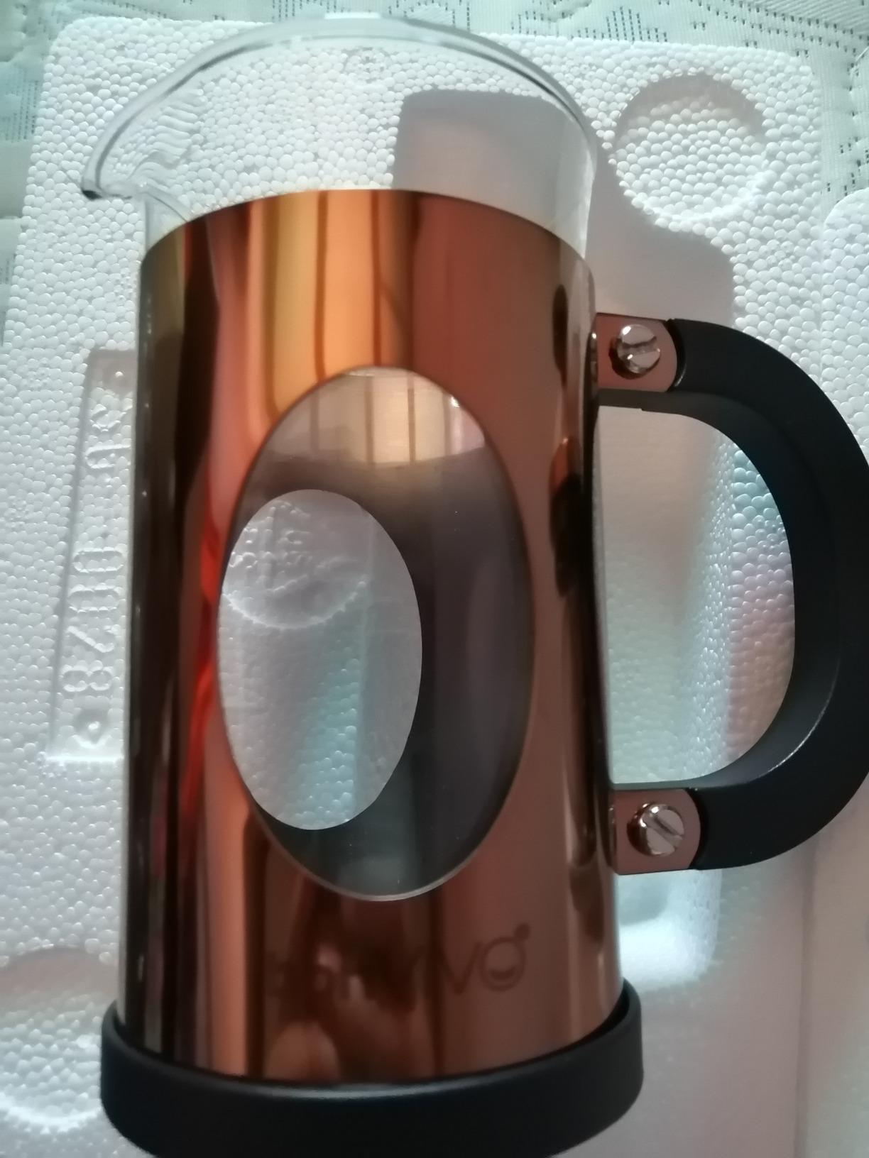 bonVIVO French Press Caffettiera Stantuffo Rame 8 Tazze Vetro