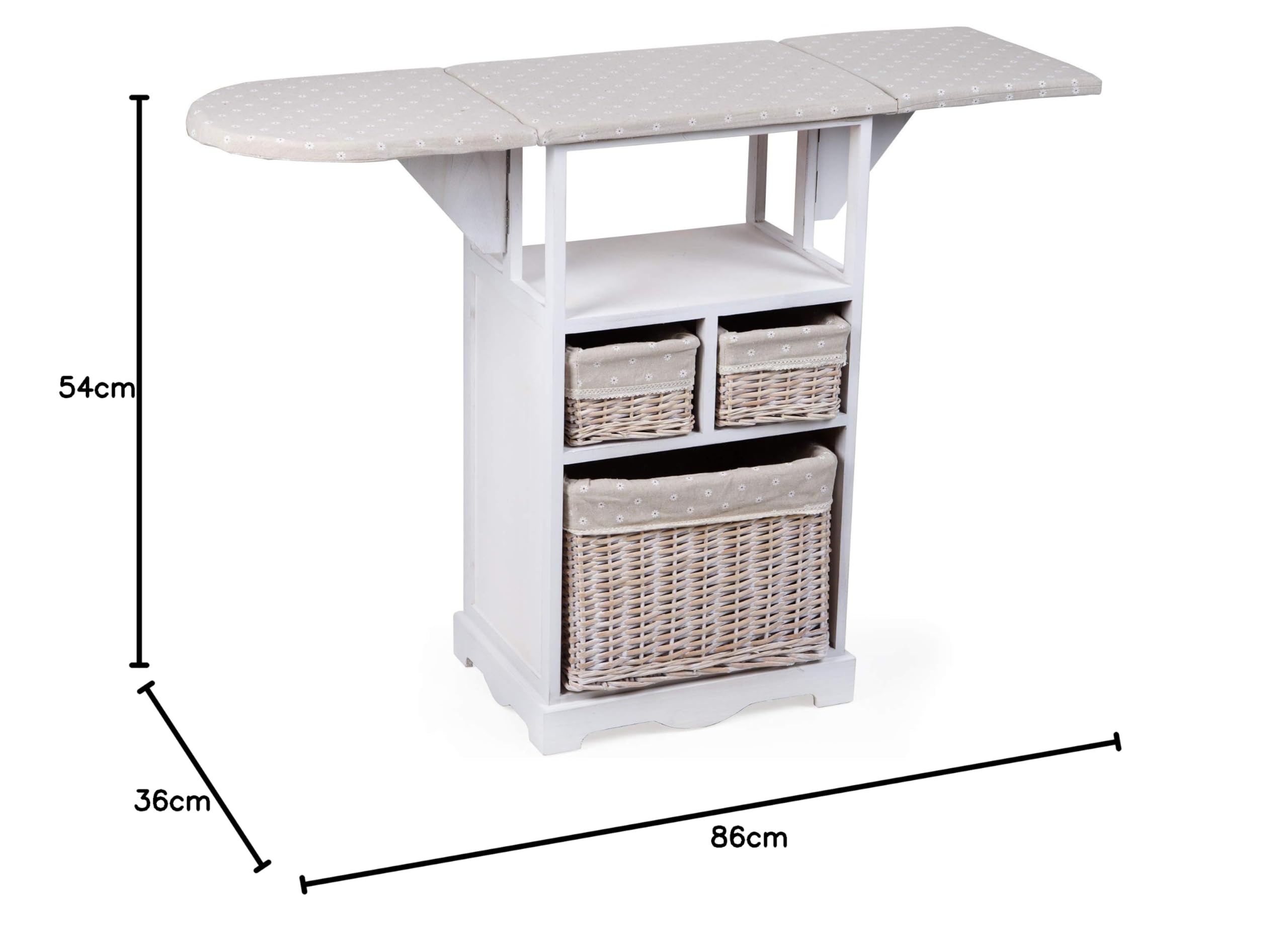 Baroni Home Mobile da Stiro Bianco 3 Cesti 54x36x86 cm