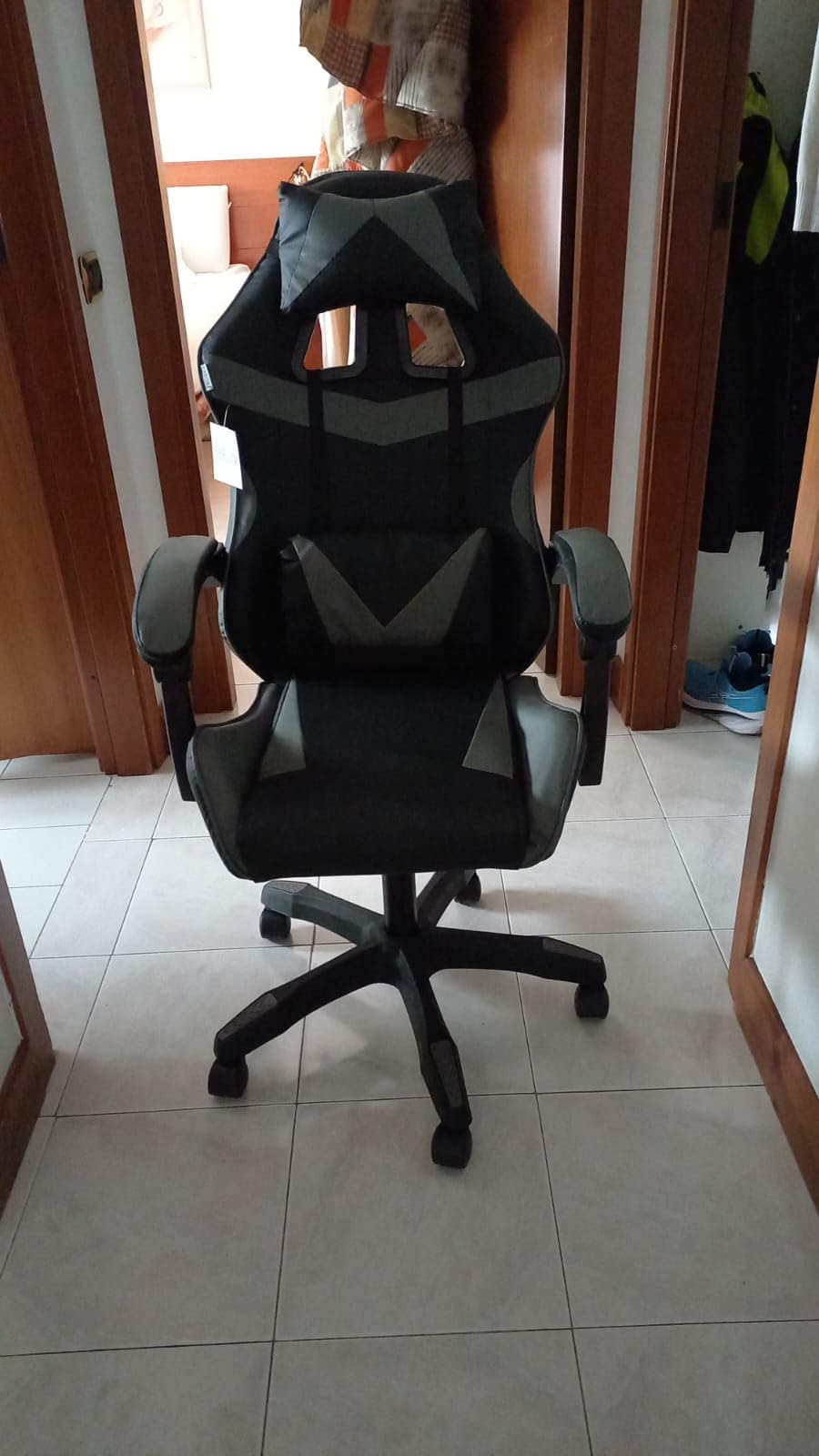 Baroni Home sedia gaming nera e verde reclinabile similpelle