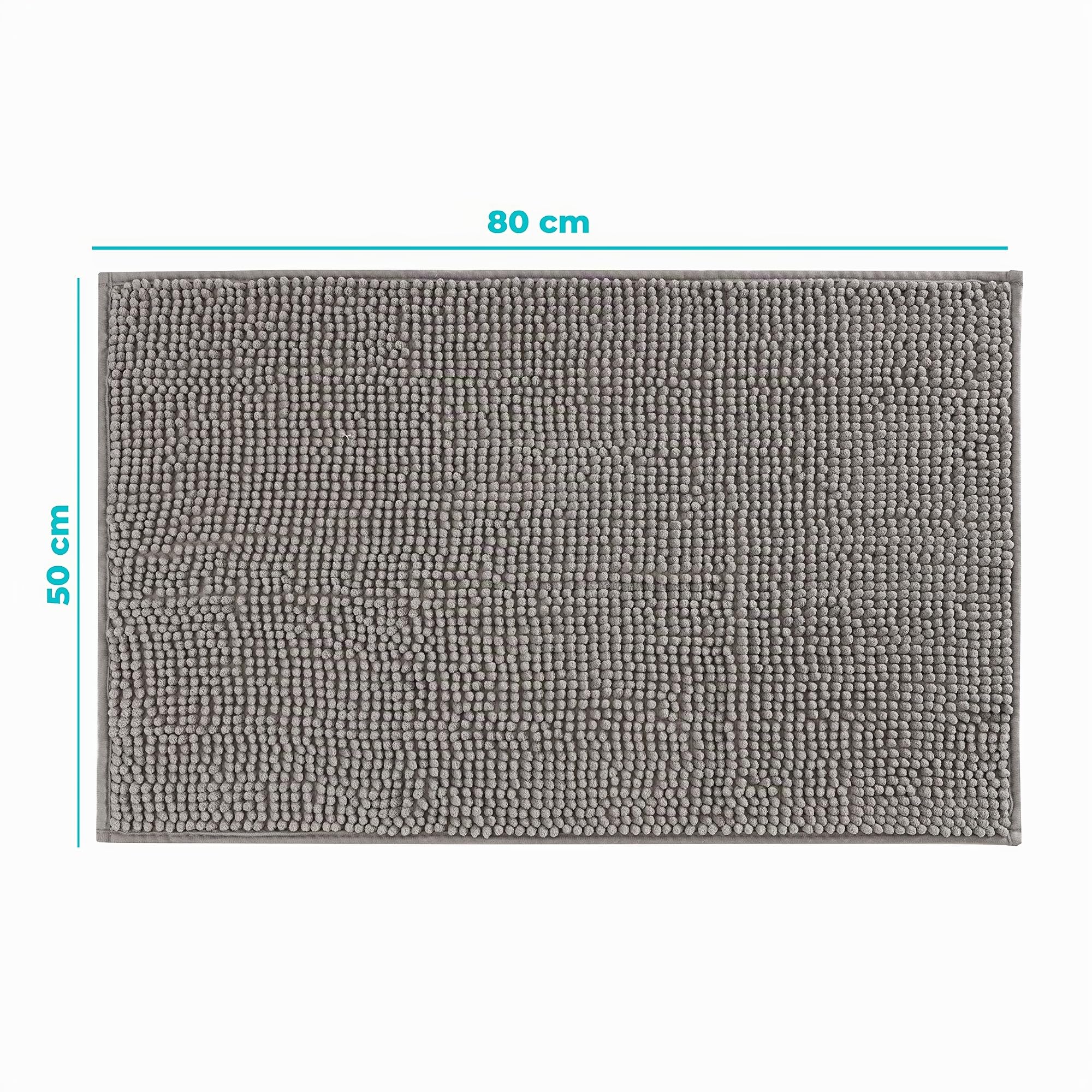 Baroni Home Tappeto Bagno Ciniglia Grigio 50x80 cm Antiscivolo