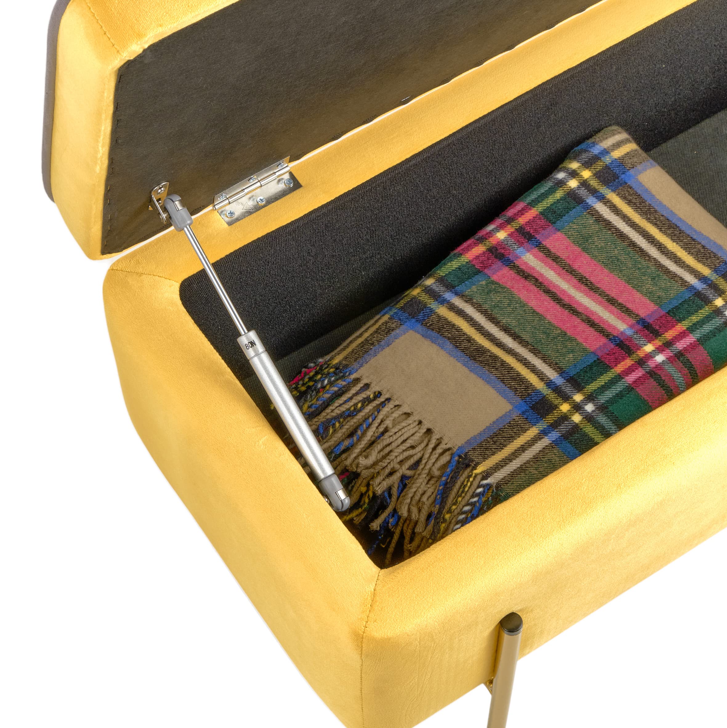 Baroni Home Cassapanca Pieghevole Gialla 80x40x40 cm Velluto