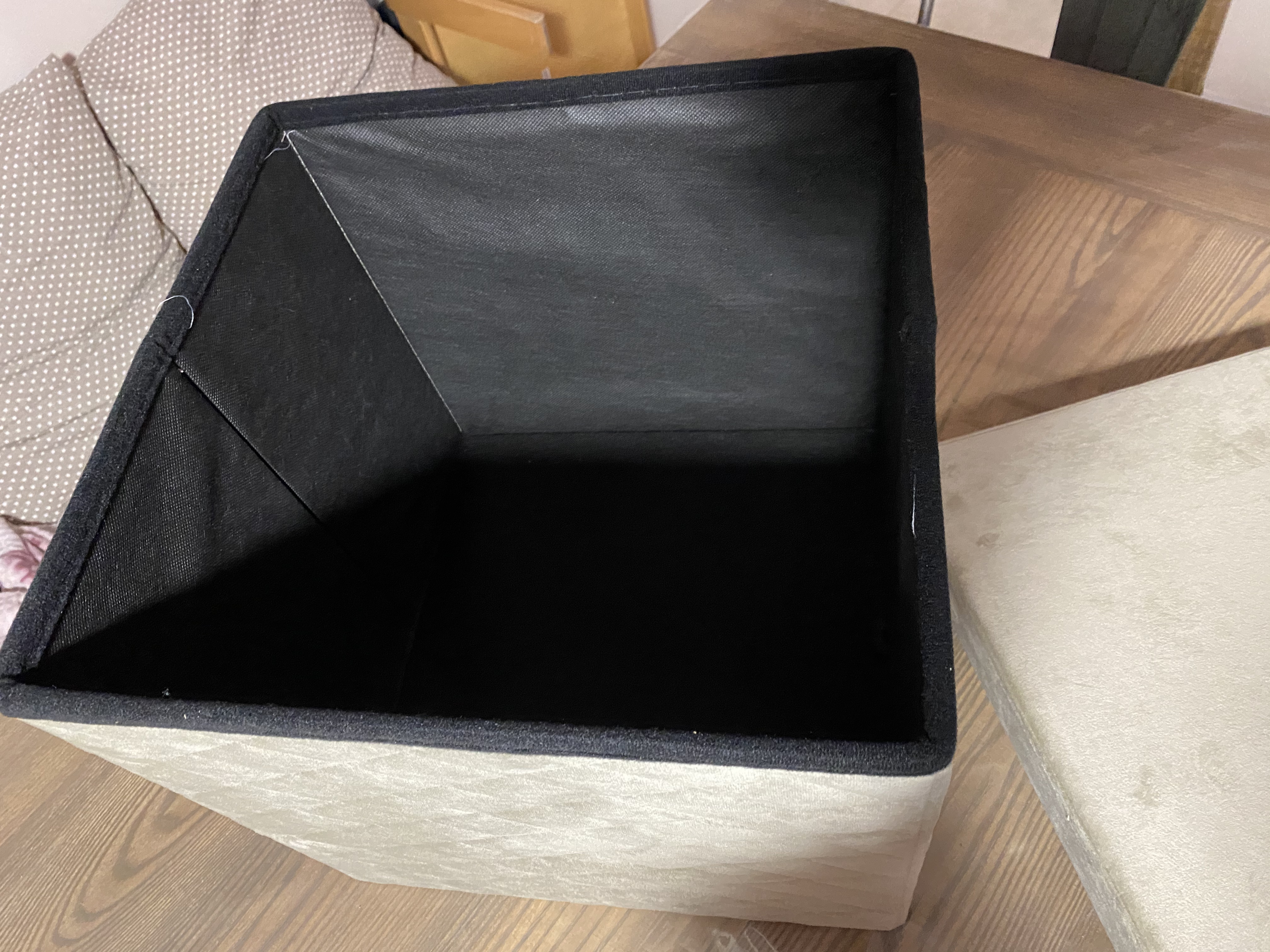 Baroni Home Pouf Contenitore Velluto Rosa Cipria 32x32x33 cm