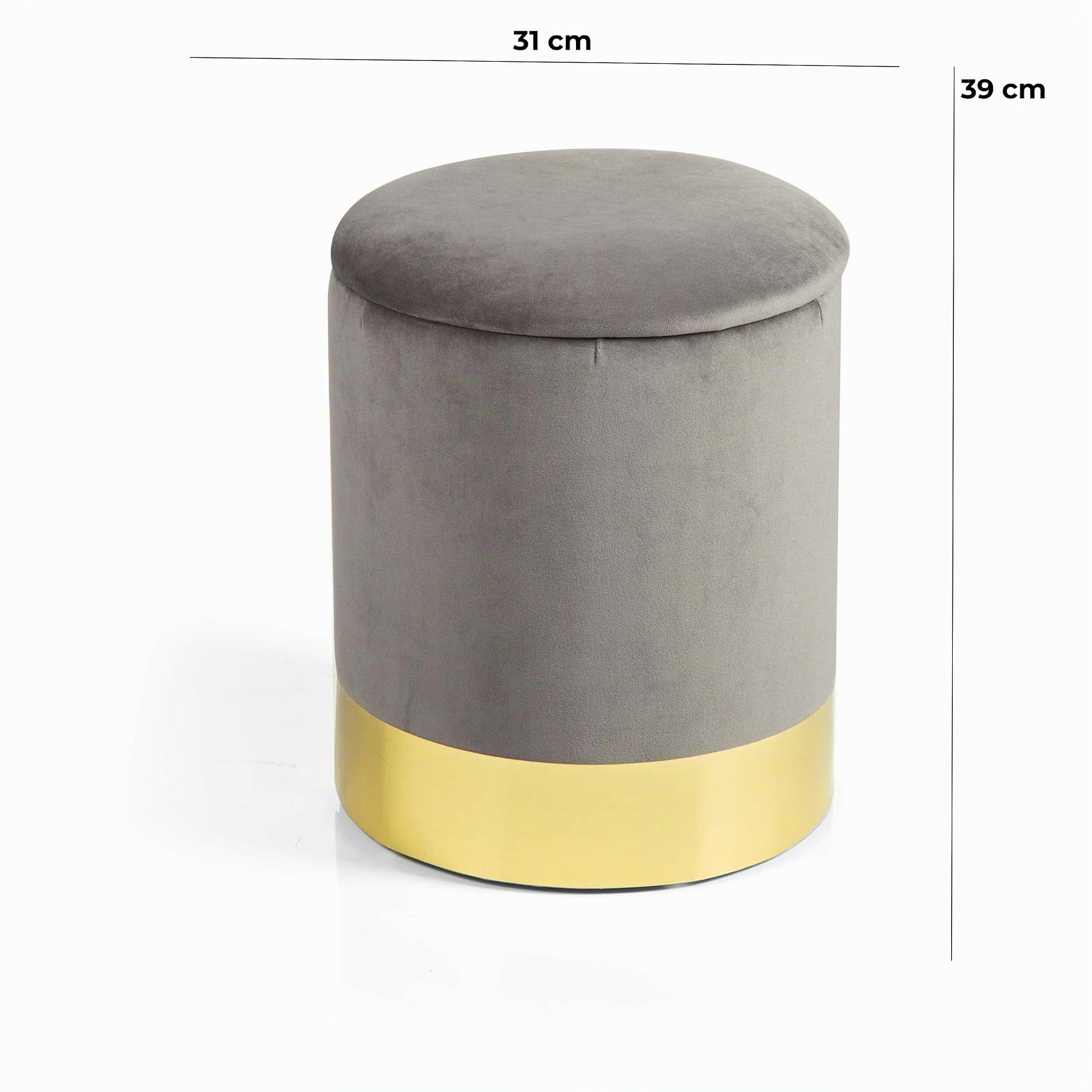 Baroni Home Pouf Contenitore Velluto Grigio 31x31x39 cm