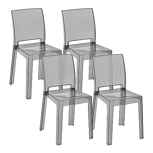 Baroni Home Sedie Policarbonato Smoke 36x81x43 cm Set 4 Pezzi