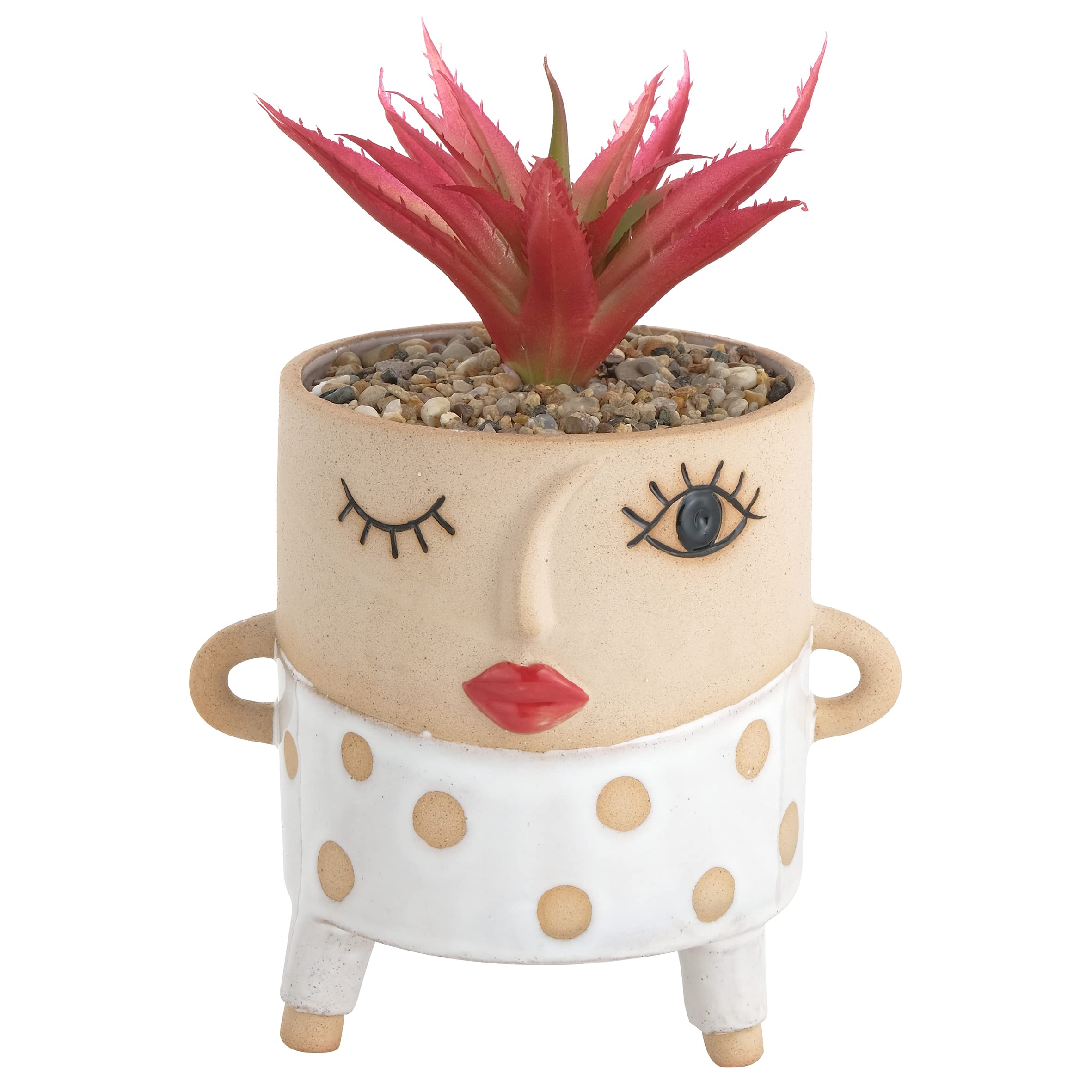Baroni Home vaso ceramica volto occhiolino 25 cm dipinto mano