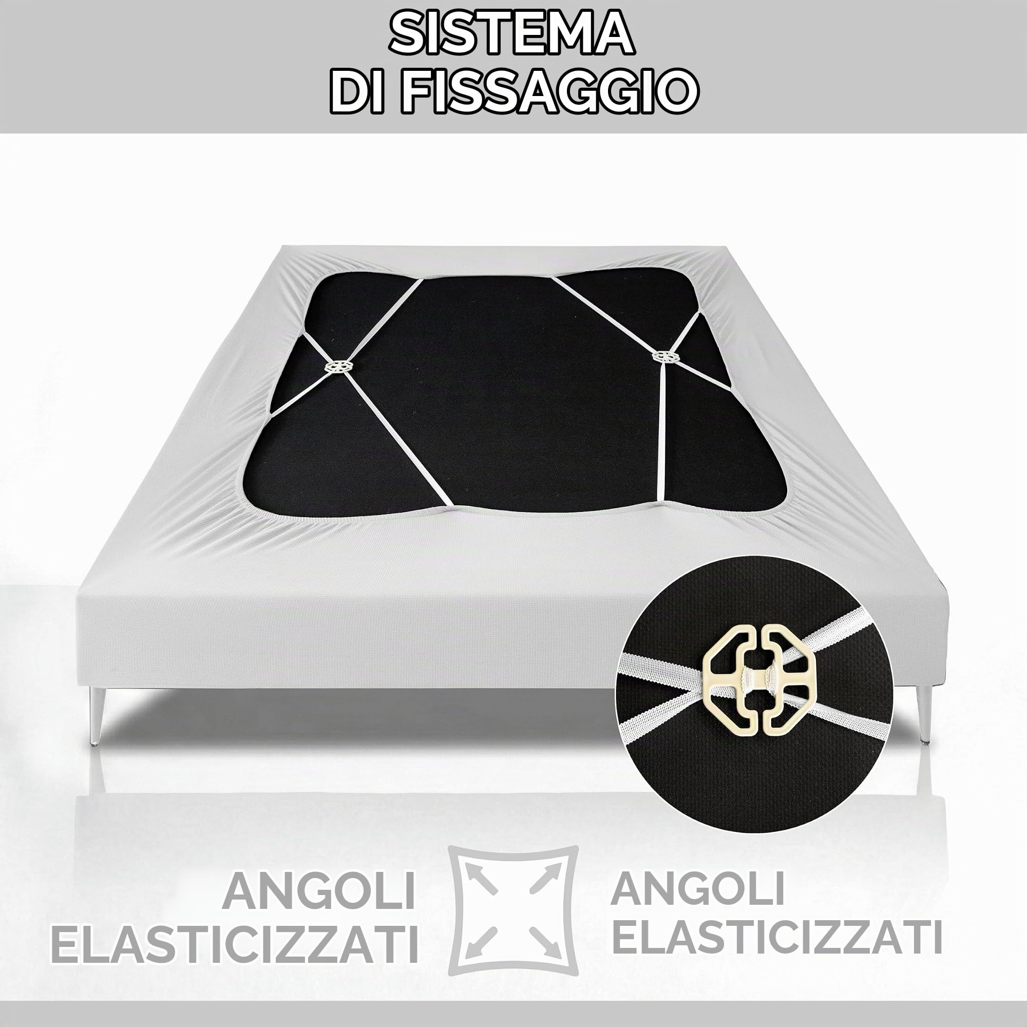 Textilhome Coprisommier Elastico Bianco 180x200 cm King Size
