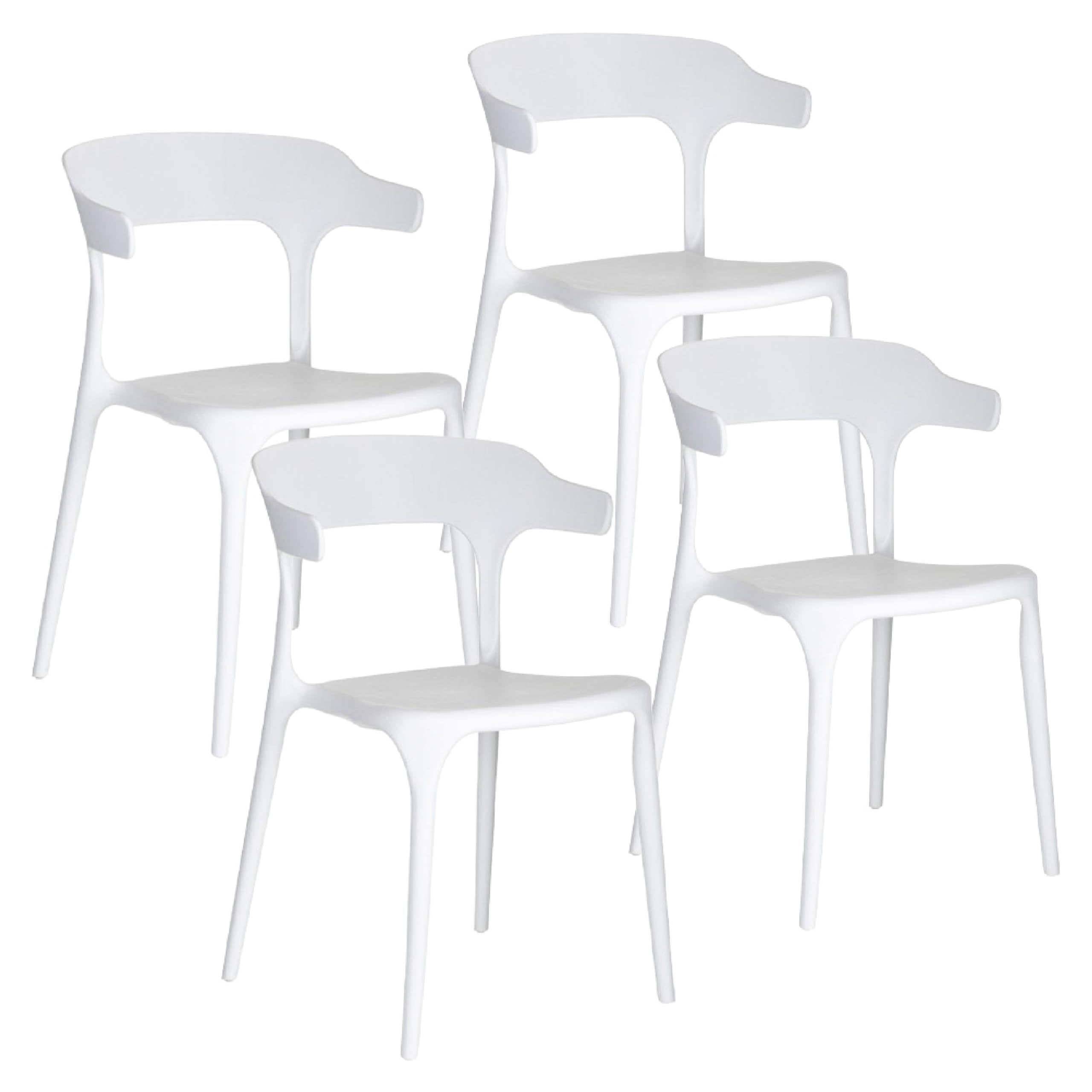 Baroni Home set 4 sedie plastica bianche 77 cm impilabili