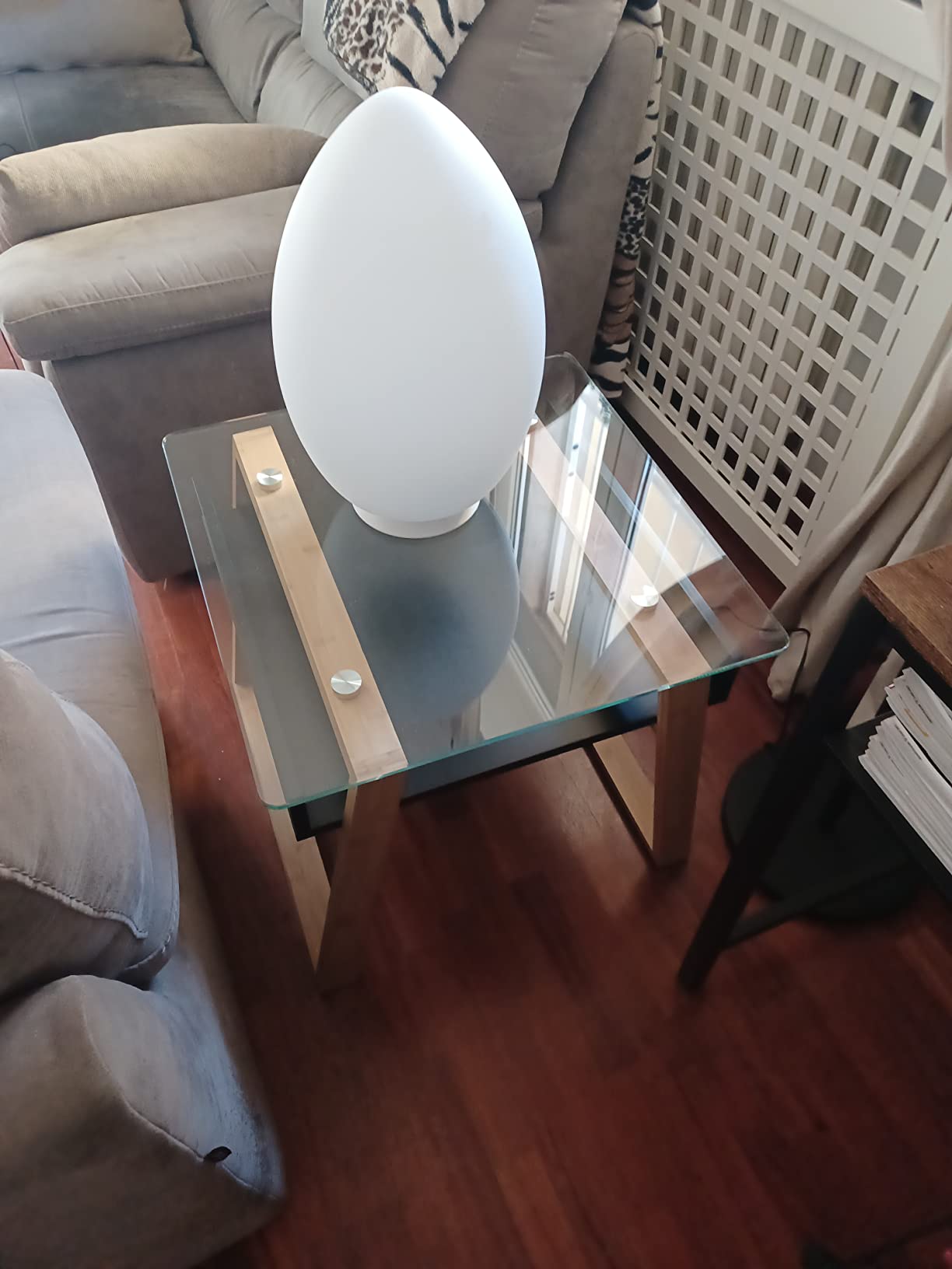 bonVIVO Pablo Tavolino Vetro Legno 55x55x50 cm con Vano