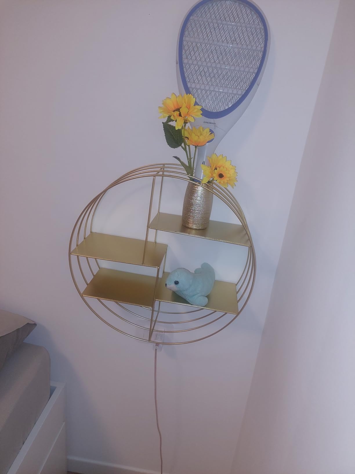 Baroni Home Mensola Muro Rotonda Oro 48x16x48 cm 4 Ripiani