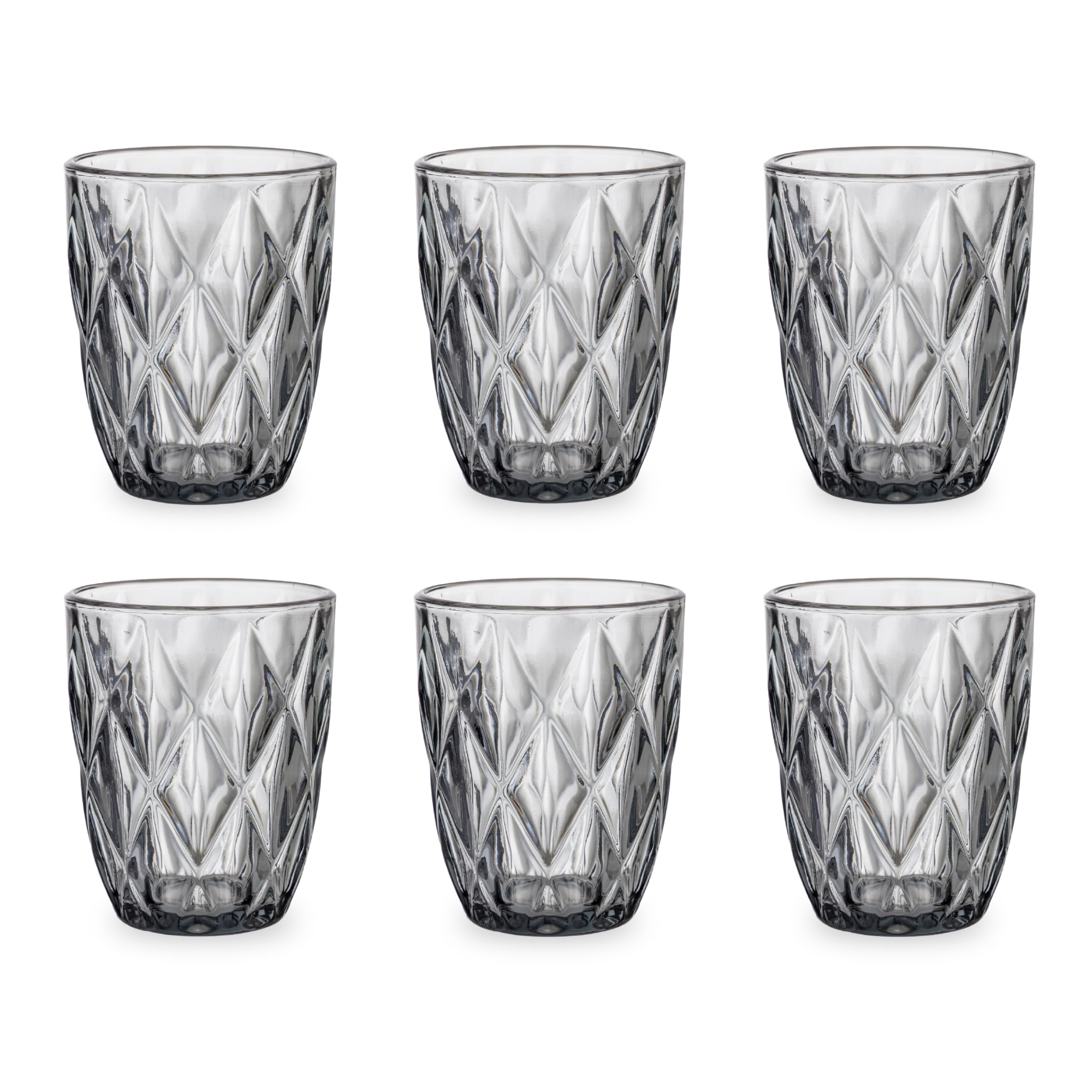 Baroni Home Set 6 Bicchieri Vetro Fumè Diamante 28 CL