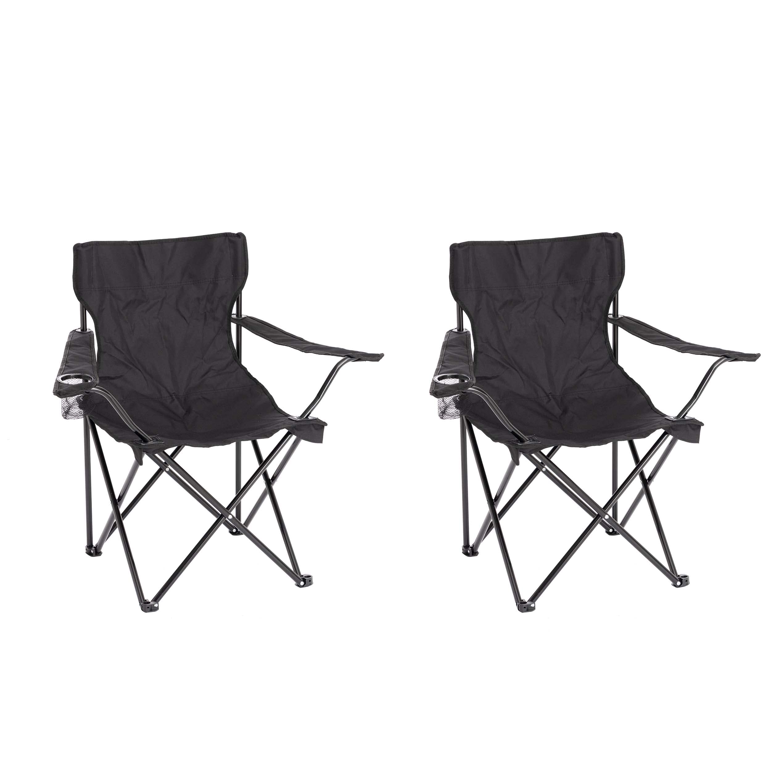Baroni Home Sedia Campeggio Set 2 Nero Pieghevole 50x50x80