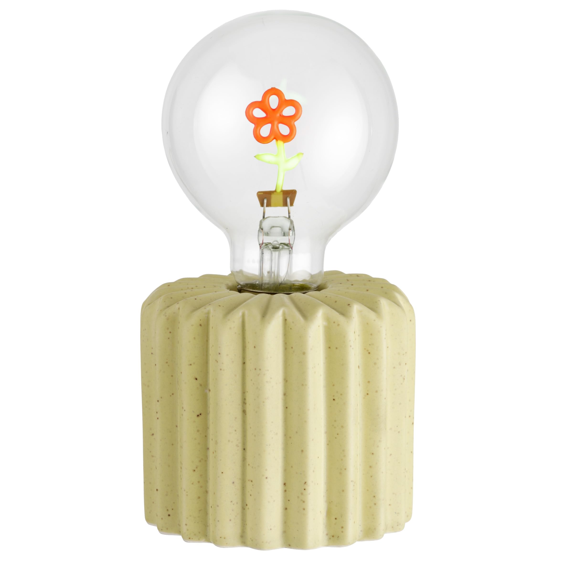 Baroni Home Lampada LED Ceramica Cilindrica Grigia 11x11x17 cm