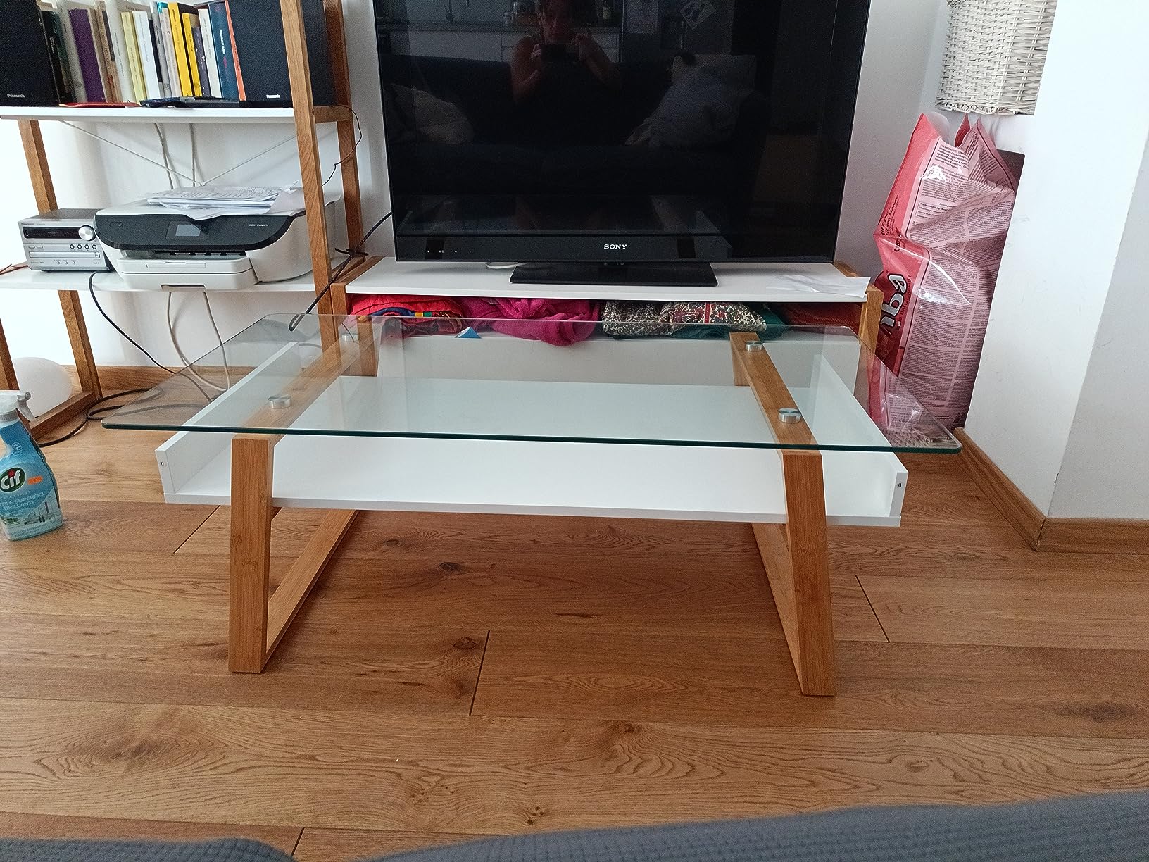 bonVIVO Donatella Scrivania Piccola Bianco H 40 cm Vetro