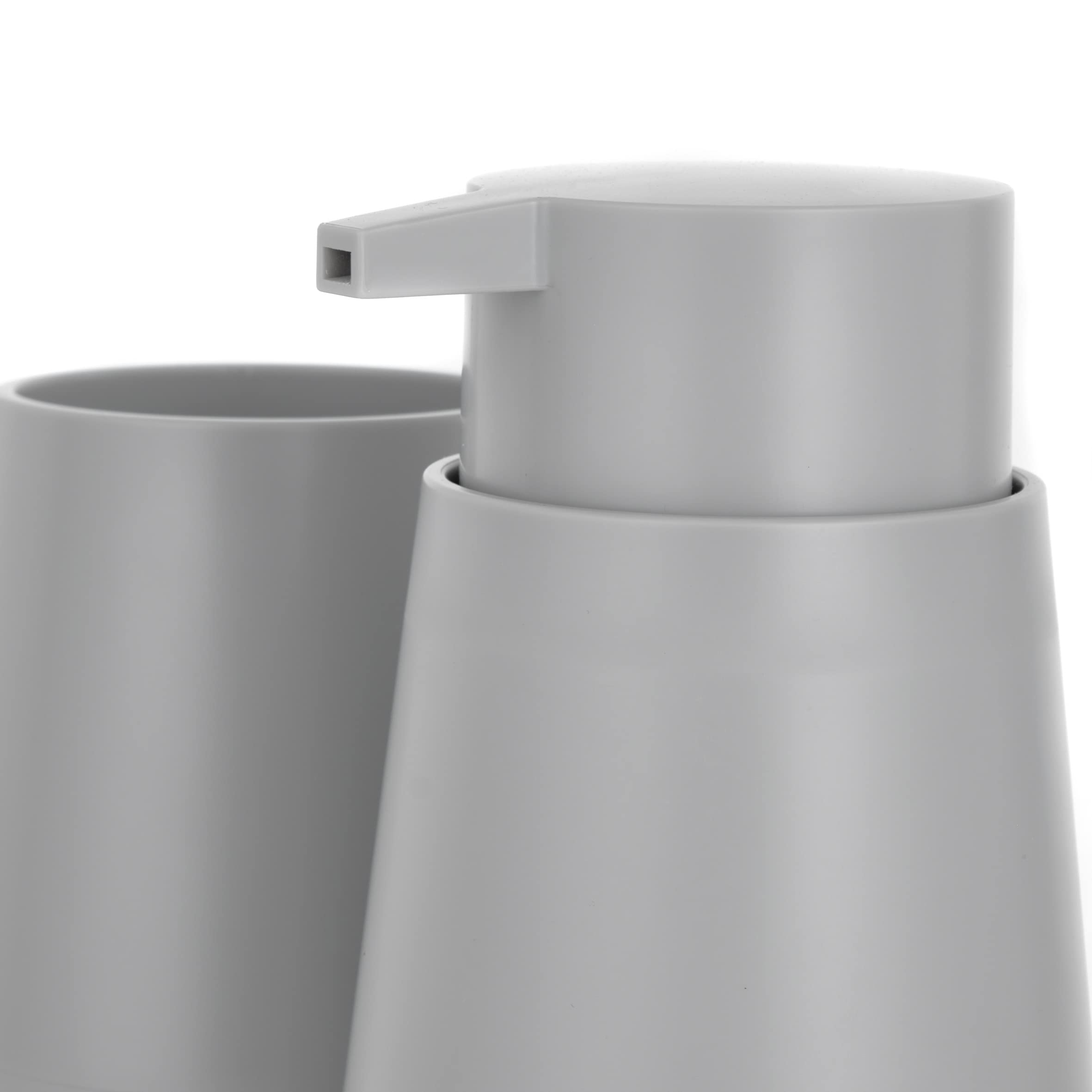 Baroni Home Set Bagno 3 Pezzi Grigio in Plastica con Dispenser