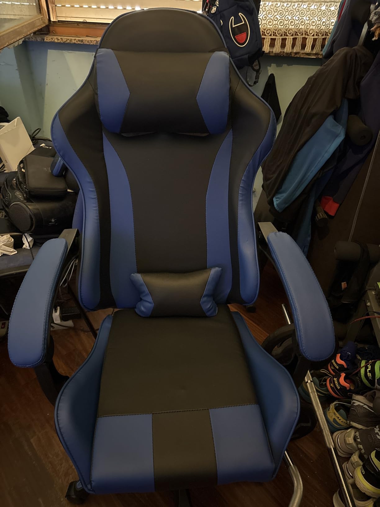 Baroni Home Sedia Gaming Ufficio Blu Ergonomica