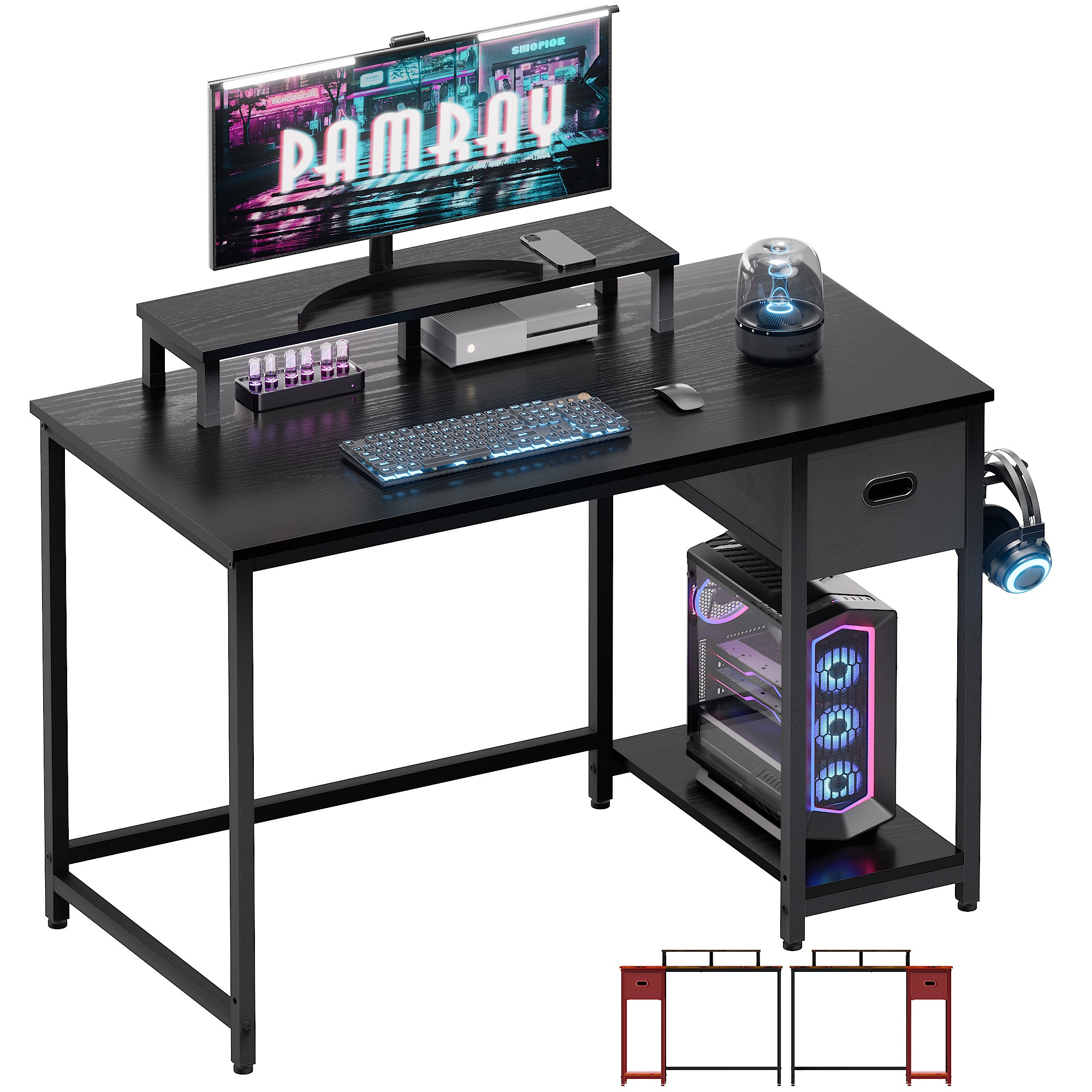 Pamray 39 Pollici Scrivania con Rialzo Monitor Bianco 100 cm