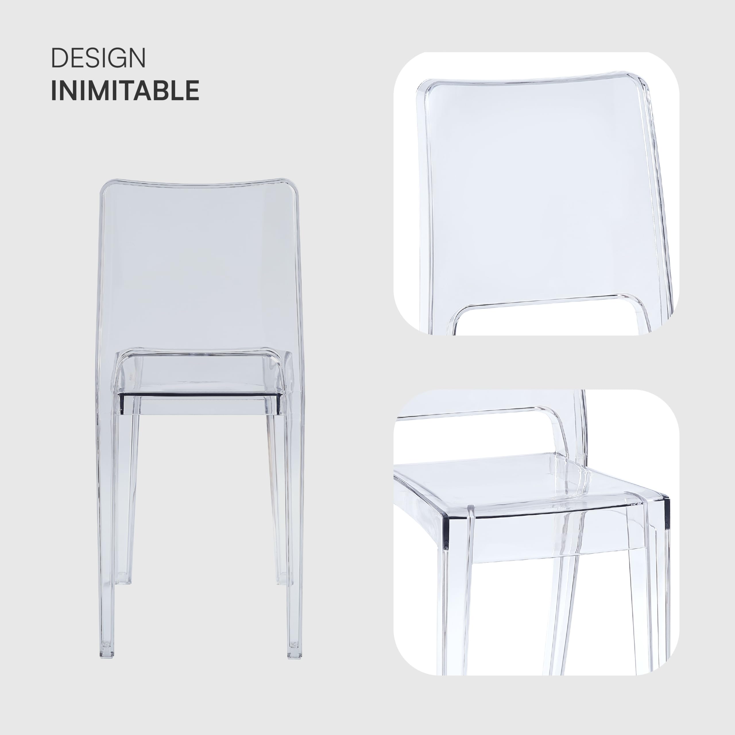 Baroni Home Set 4 Sedie Trasparenti Impilabili Trasparente