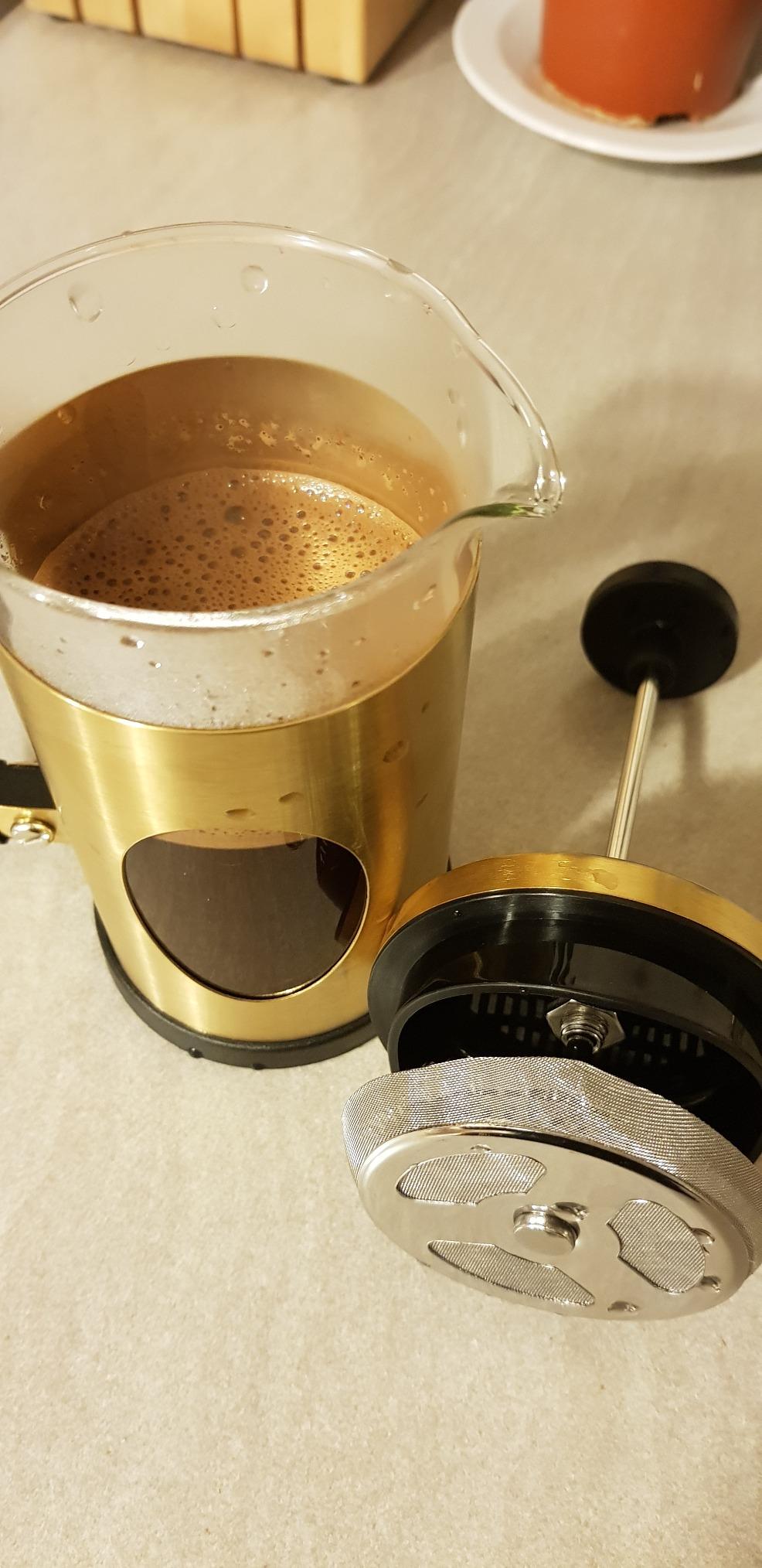 bonVIVO French Press Caffettiera Stantuffo Rame 8 Tazze Vetro