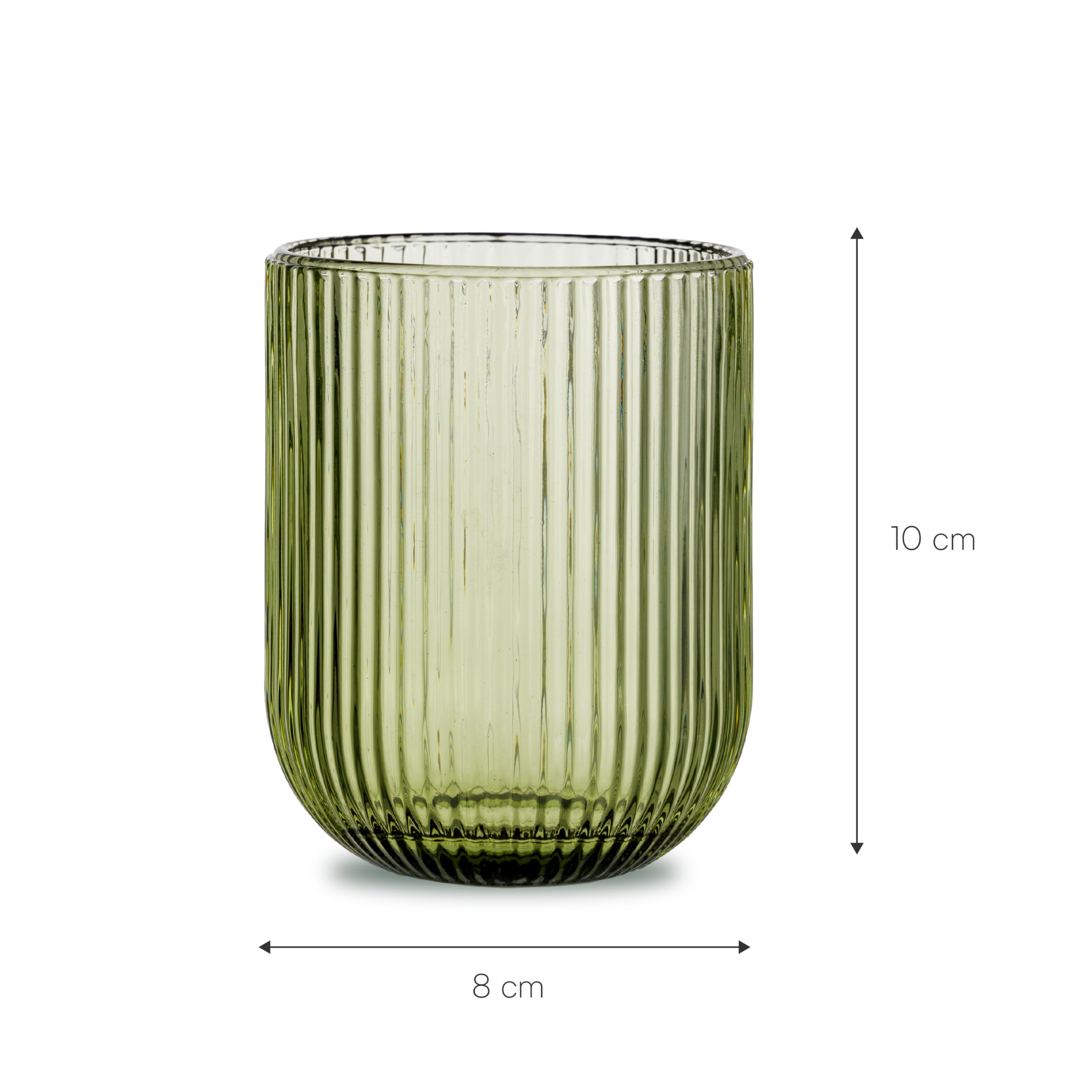 Baroni Home Set 6 Bicchieri Vetro Verde Righe 30 CL 8x8x10