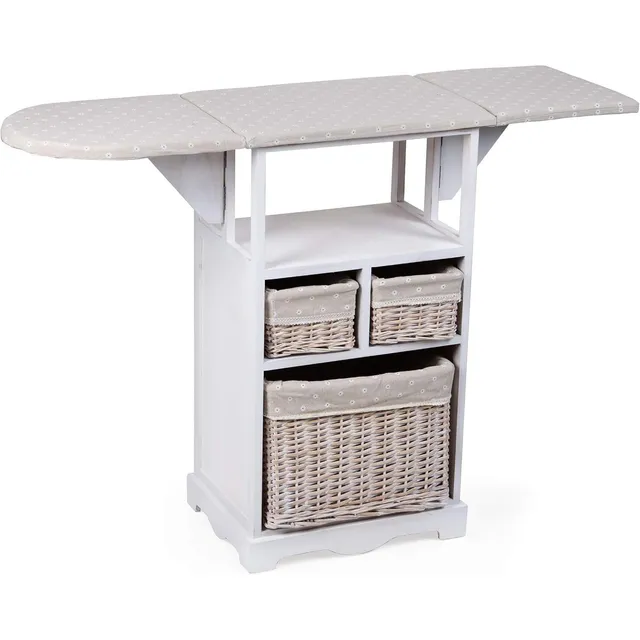 Baroni Home Mobile da Stiro Bianco 3 Cesti 54x36x86 cm