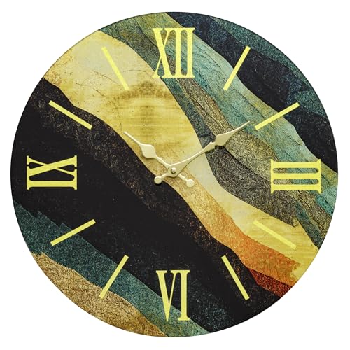 Baroni Home orologio parete vetro onde 43 cm silenzioso