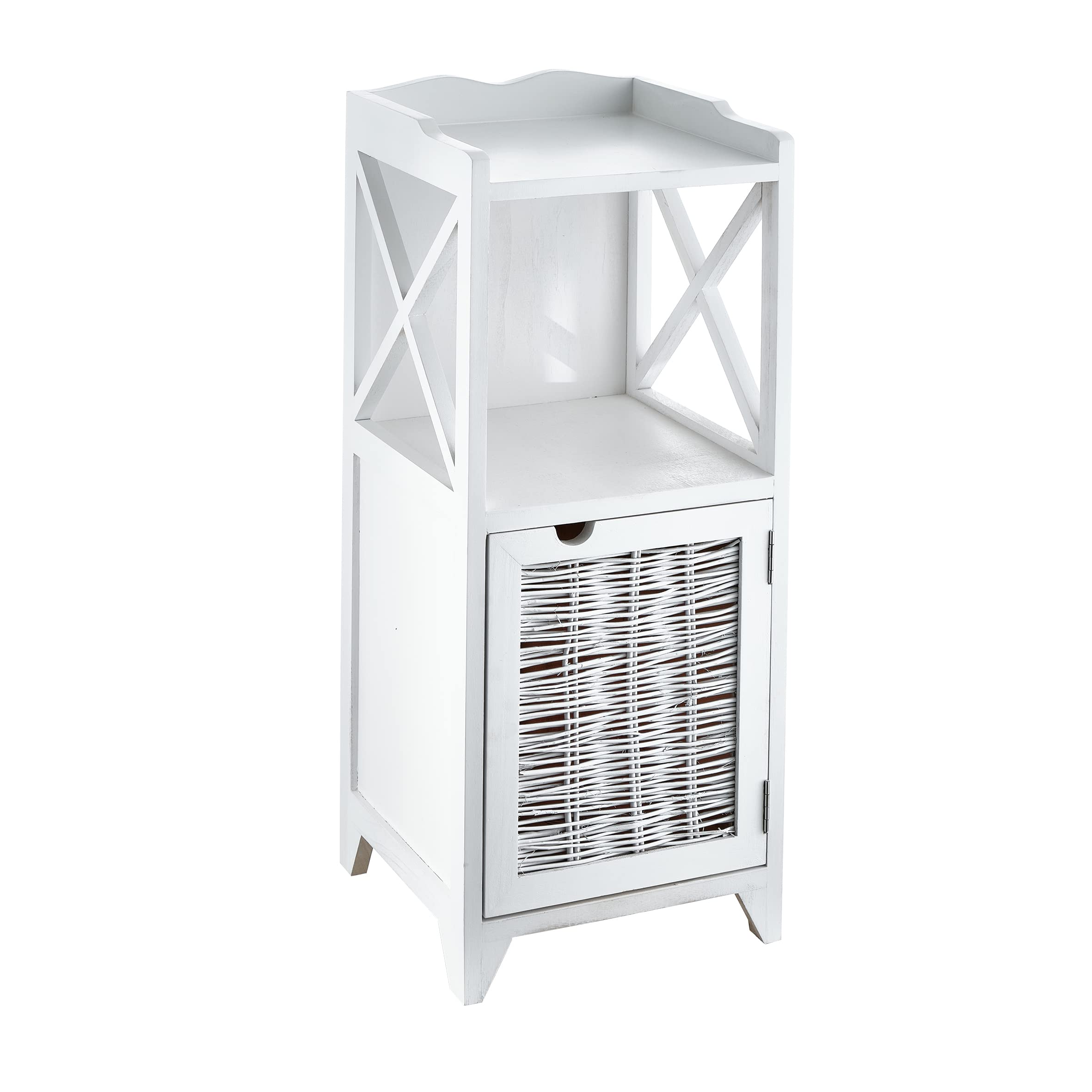 Baroni Home comodino bianco sportello e ripiani 30x30x73 cm