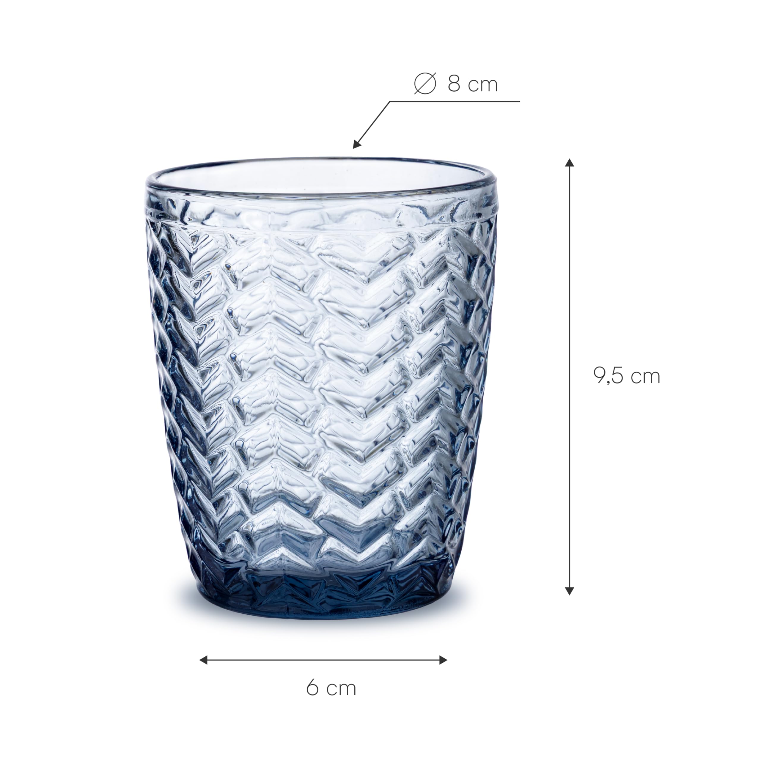 Baroni Home Wave Set 6 Bicchieri Vetro Blu 30 CL Righe