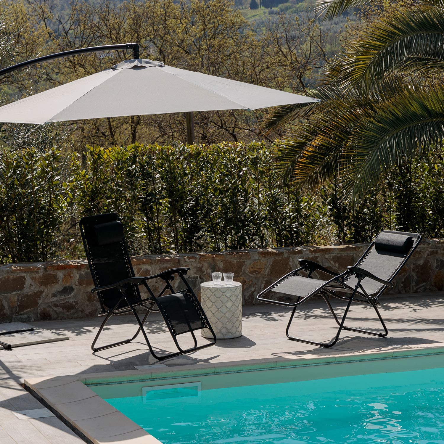 Baroni Home sdraio zero gravity pieghevole giardino nero