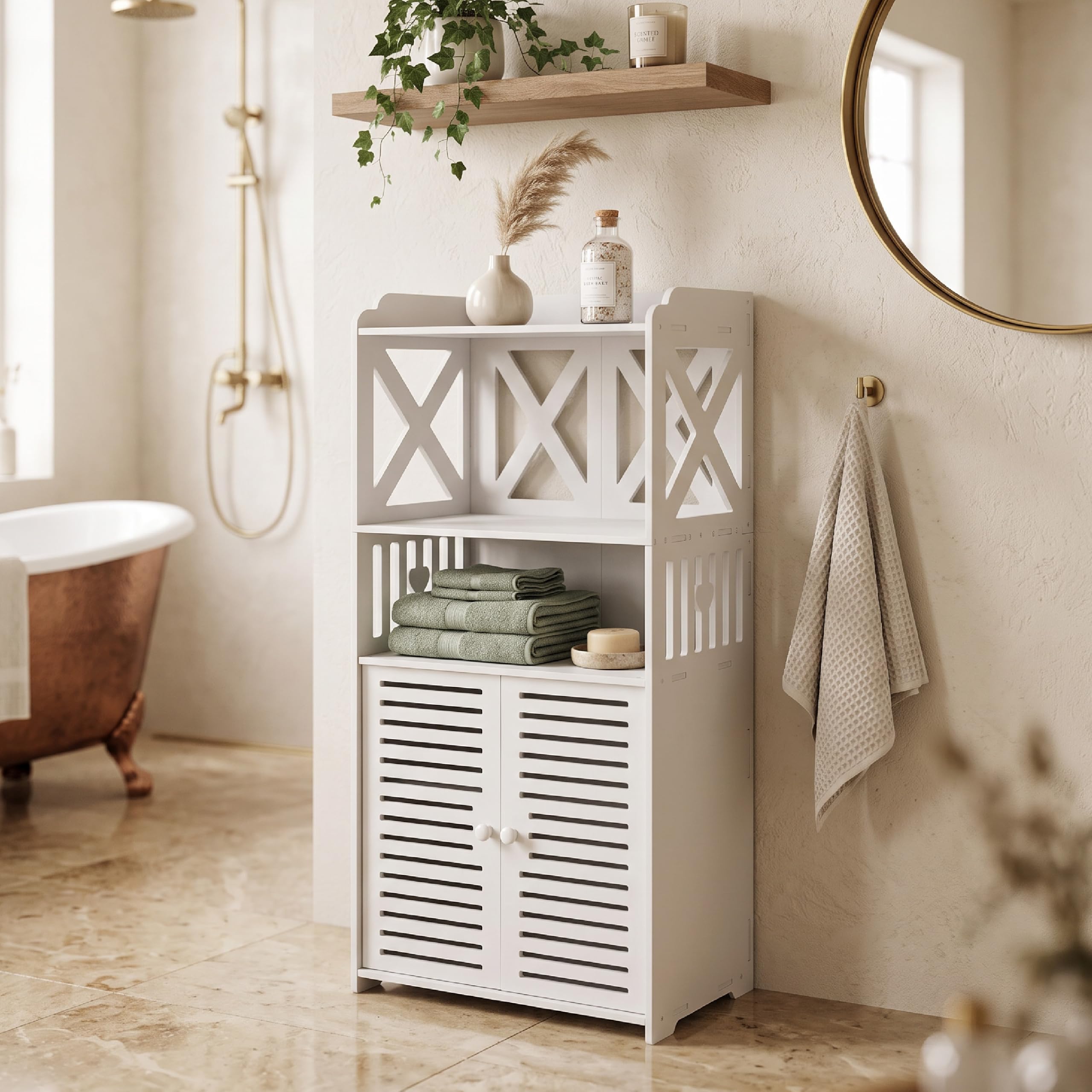 Baroni Home Mobiletto Bagno 2 Ante Alte 3 Ripiani 45x25x90 cm