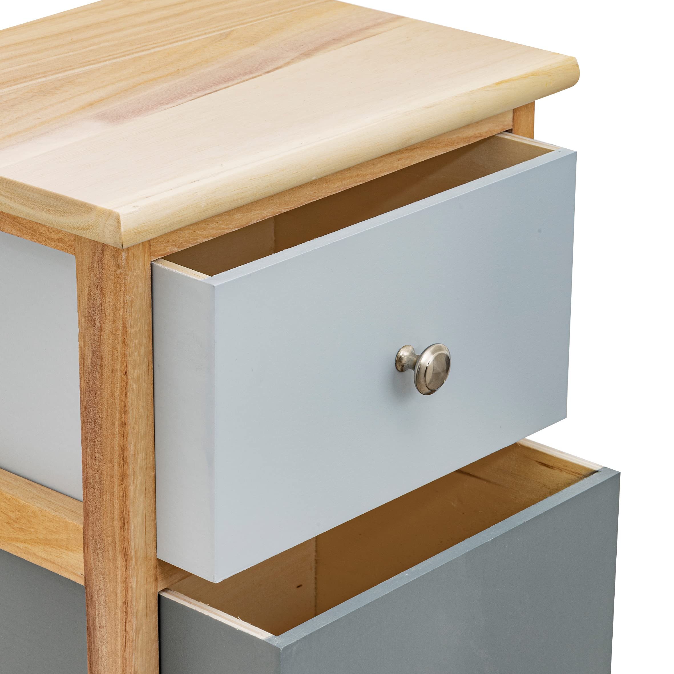 Baroni Home Comodino 2 Cassetti Legno Azzurro 30x24x43 cm