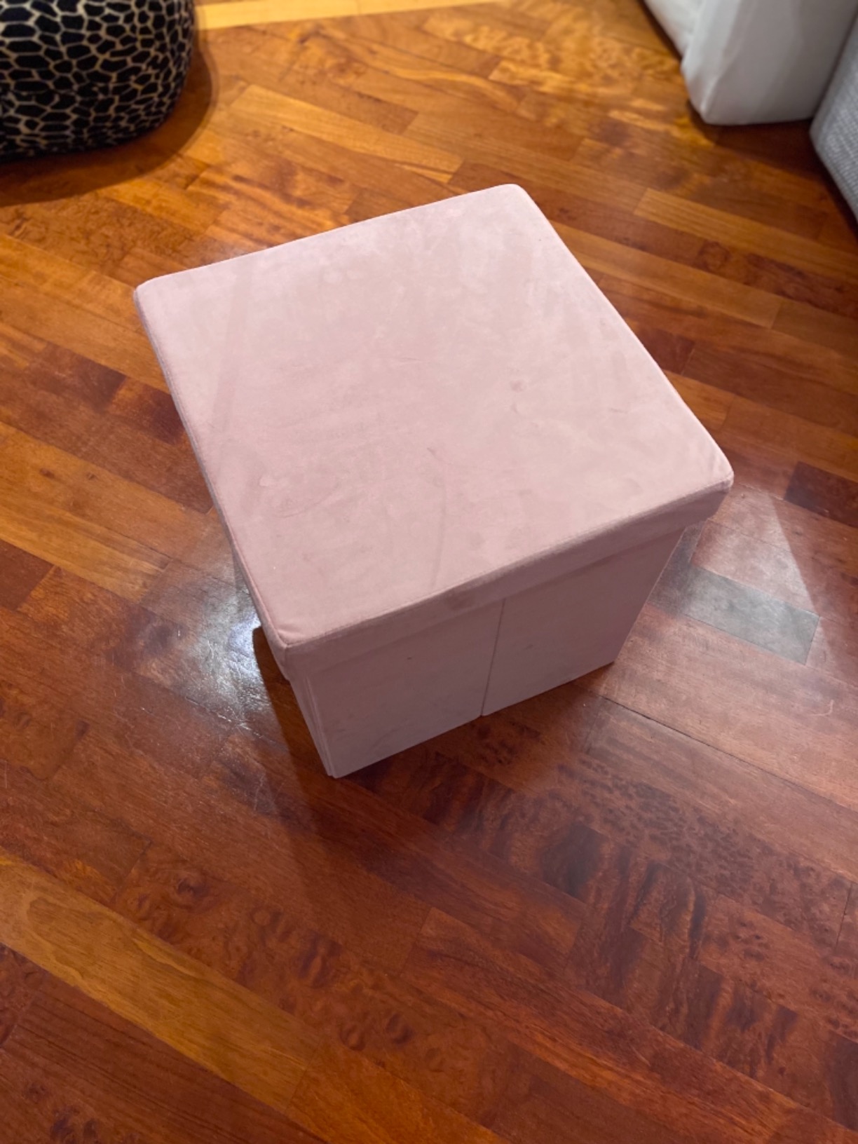 Baroni Home Pouf Contenitore Velluto Rosa Cipria 32x32x33 cm