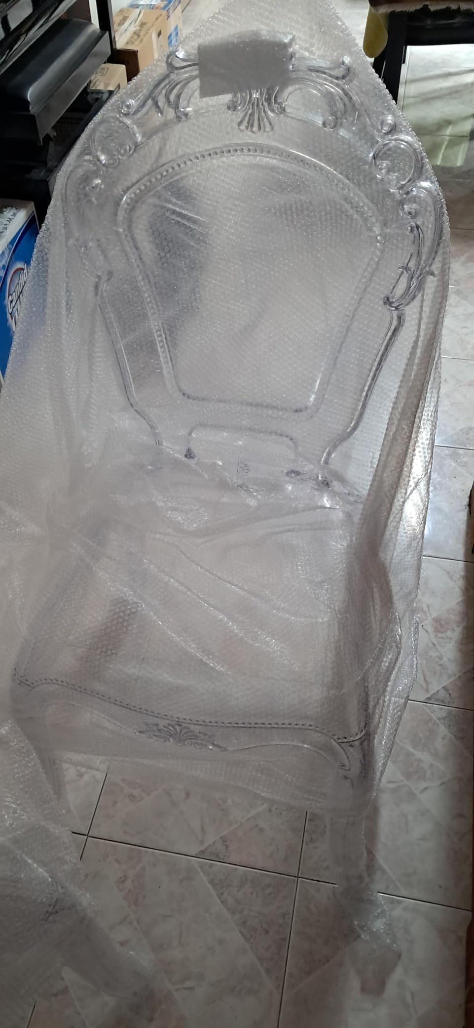 Baroni Home sedia barocca trasparente 4 pezzi policarbonato