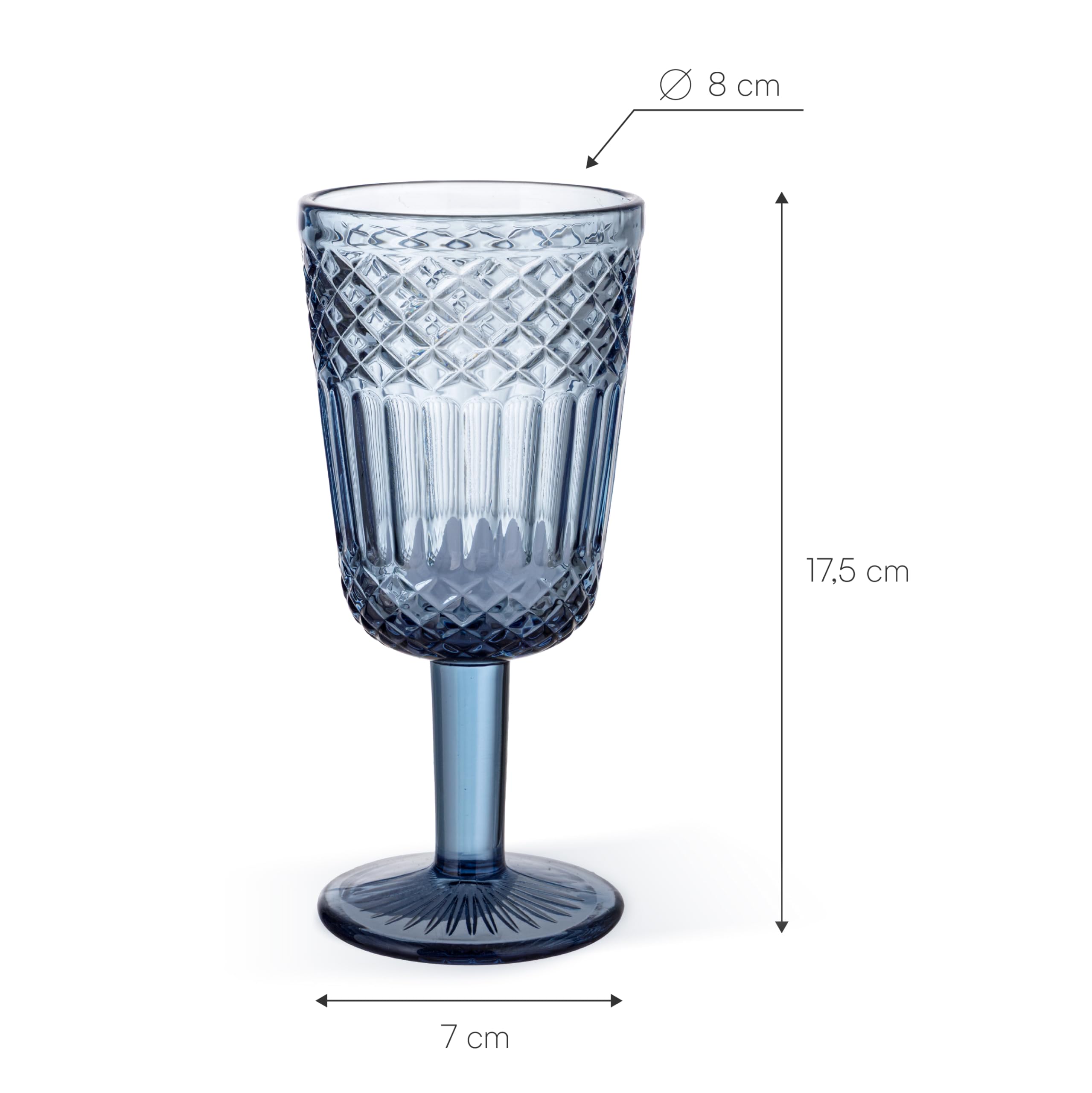Baroni Home calici vetro blu 6 pezzi 25 cl