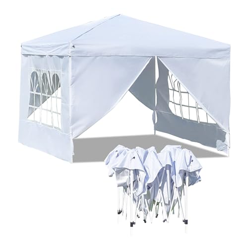 Baroni Home Gazebo 3x3 m Bianco Pieghevole con 4 Pareti