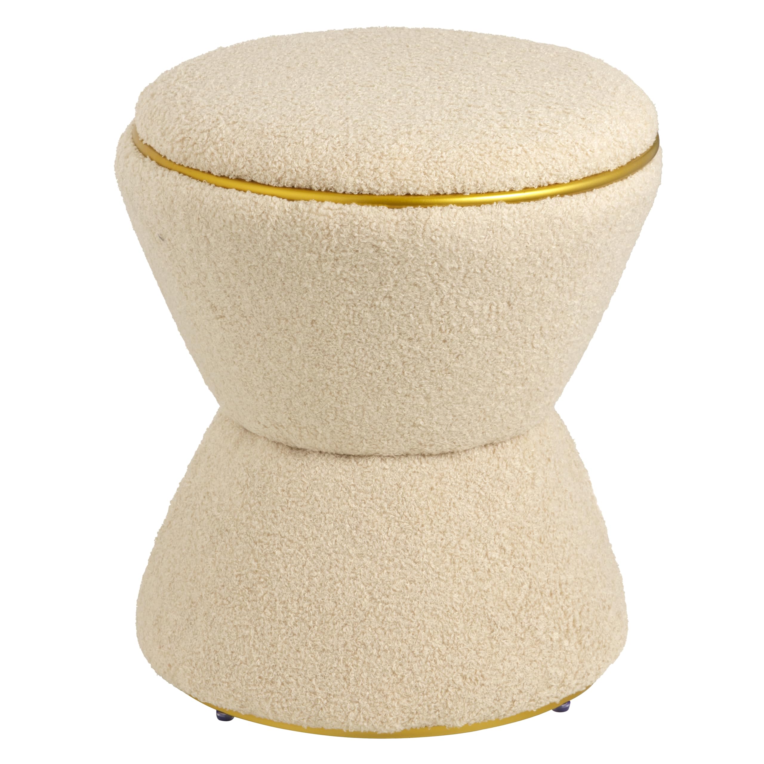 Baroni Home Pouf Poggiapiedi Clessidra Sherpa Beige 37x37x43