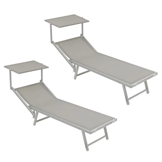 Baroni Home Set 2 Lettini Prendisole Grigi Tettuccio 60x190 cm