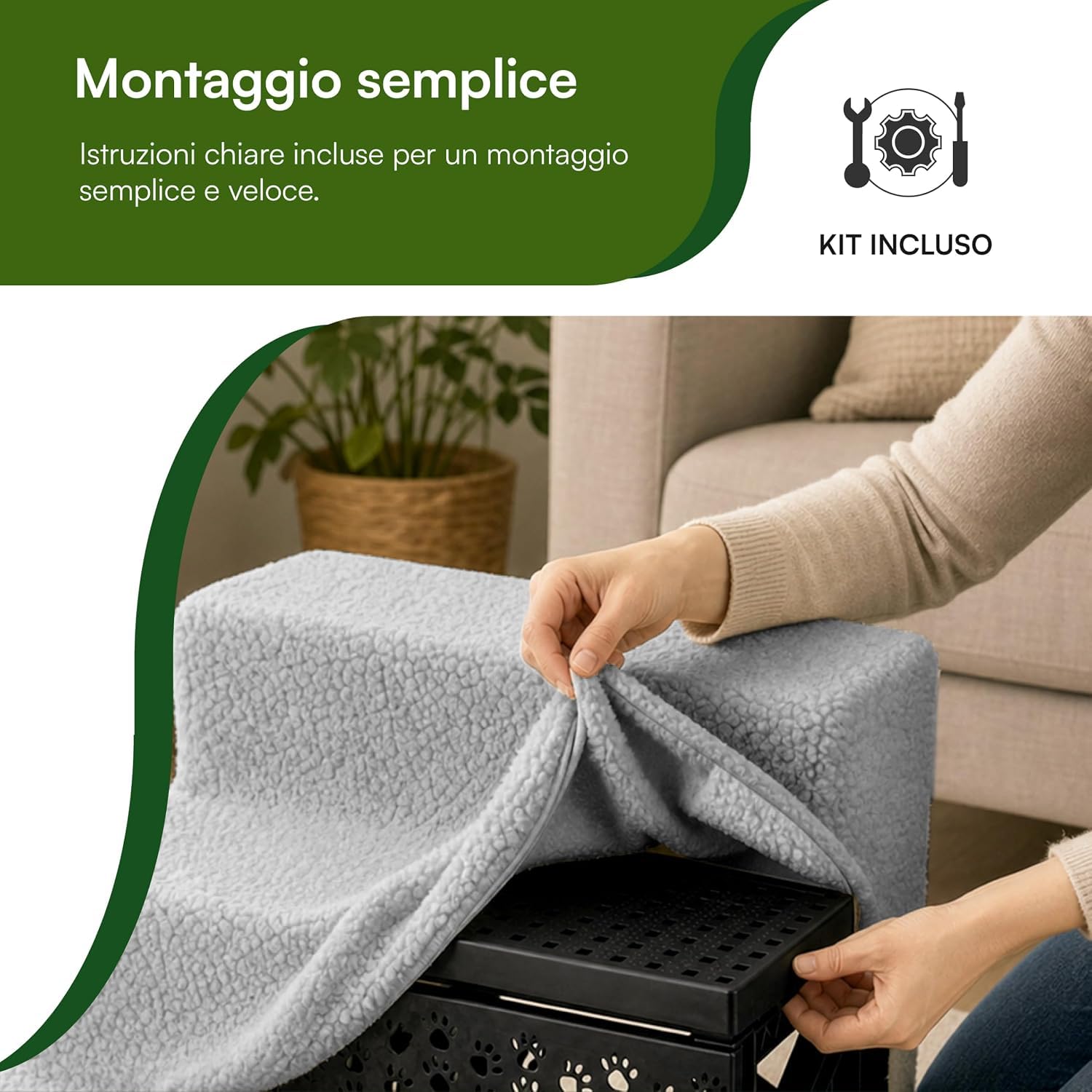 Baroni Home Scaletta Cani 3 Gradini Grigio 35x45x30 cm