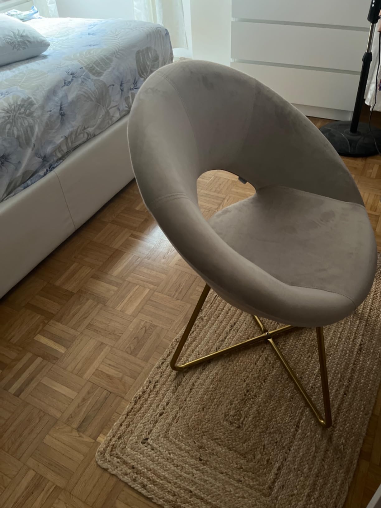 Baroni Home poltrona velluto beige gambe oro 71x59x84 cm