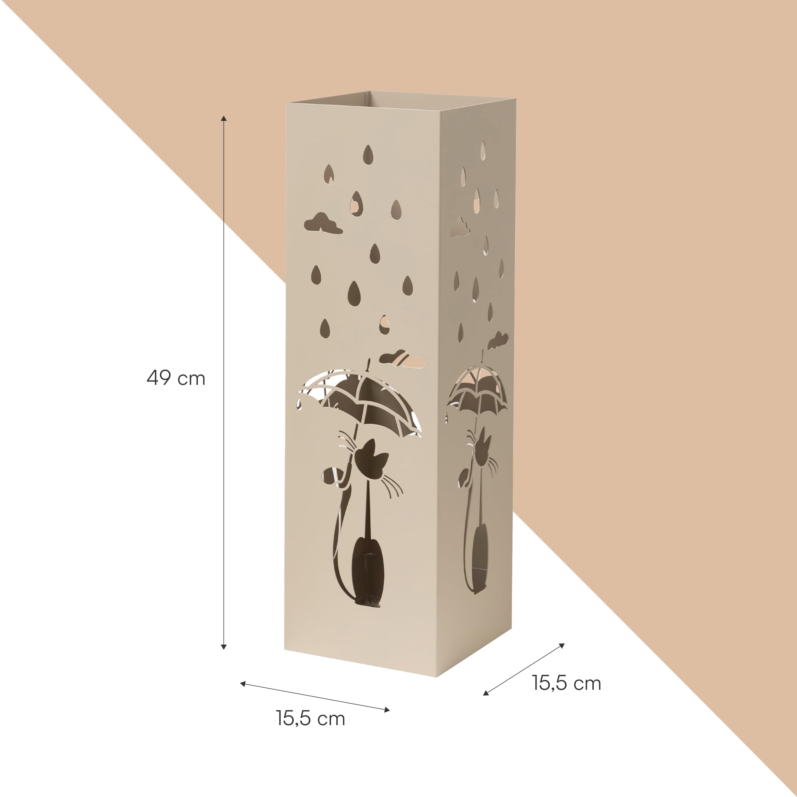 Baroni Home Portaombrelli Gatto Tortora 15,5x15,5x49 cm