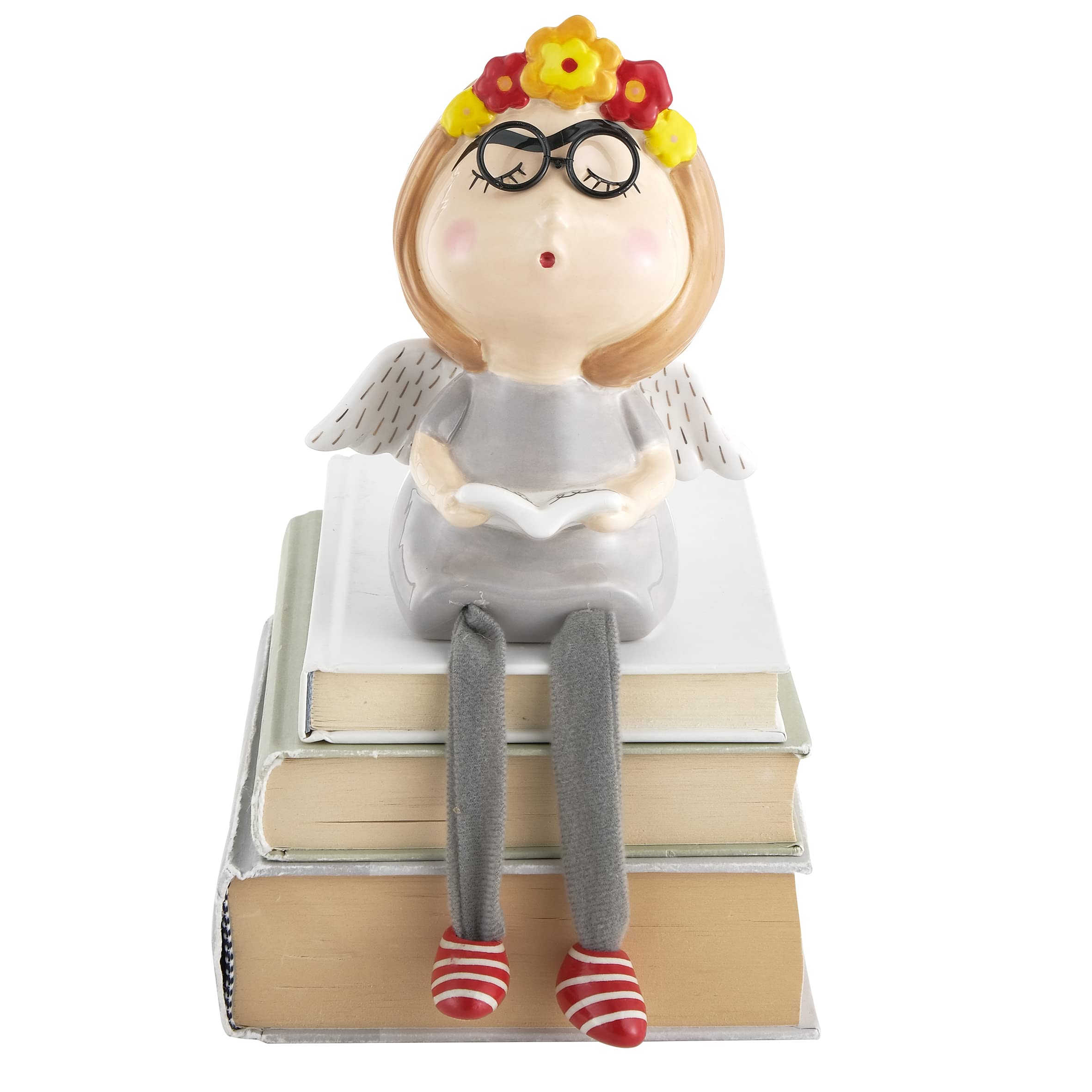 Baroni Home Statuetta Natalizia Ceramica Vestito Rosso 13x10x17 cm